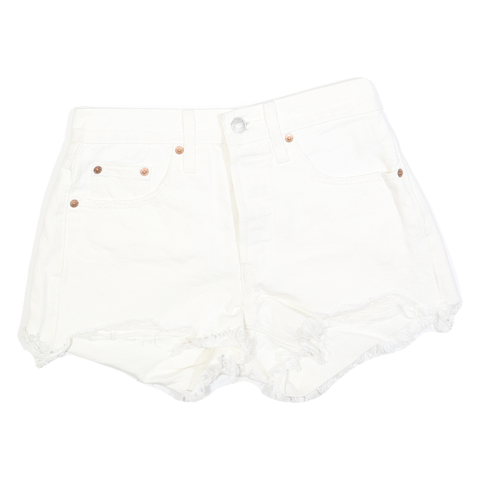 LEVI'S Womens White Denim Casual Shorts XS W24 Frayed Hem Cotton Refurbished - N/A refurbished available on Cerqular