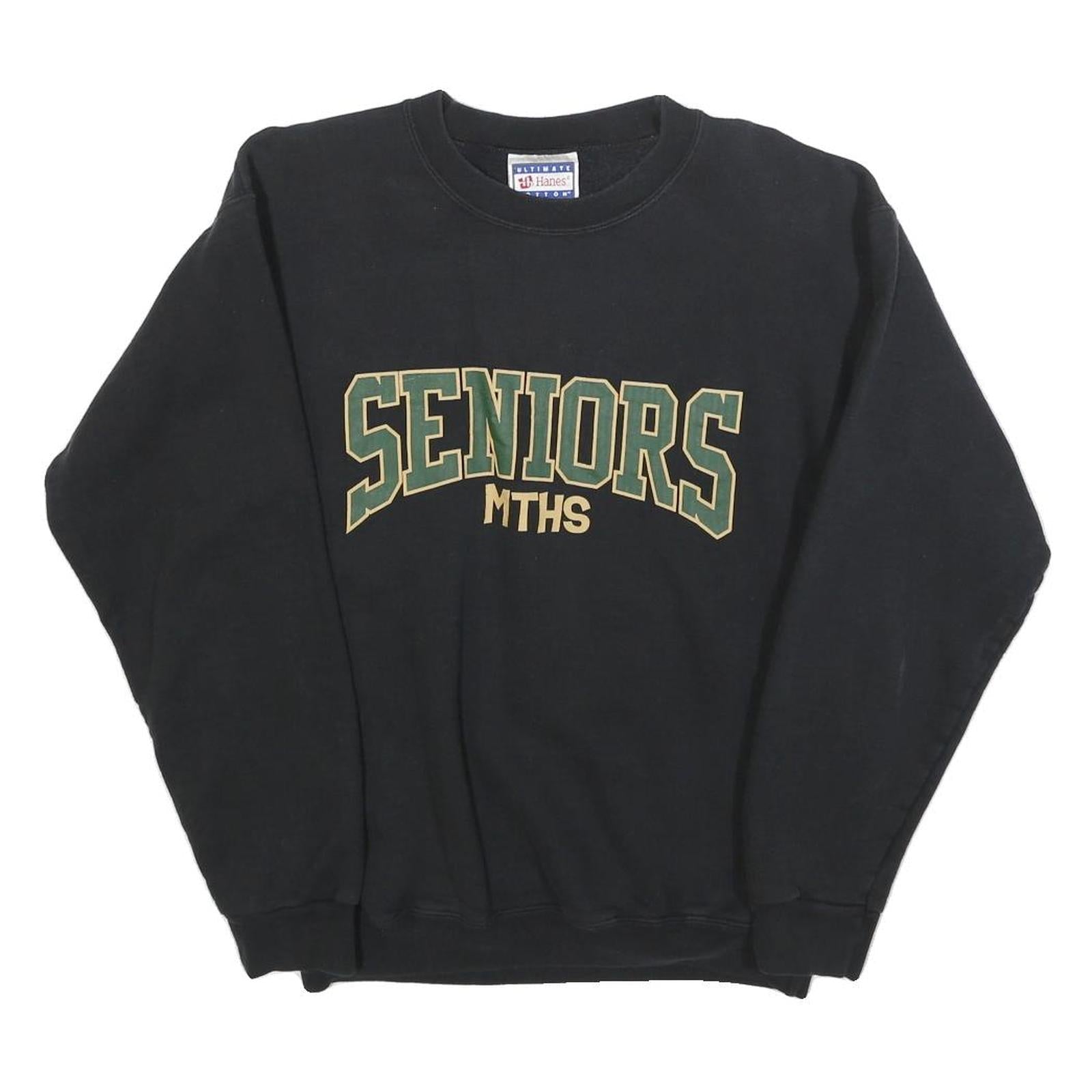 HANES Mens Black Seniors & Green Print Crew Neck Sweatshirt S Cotton Blend Refurbished - N/A refurbished available on Cerqular