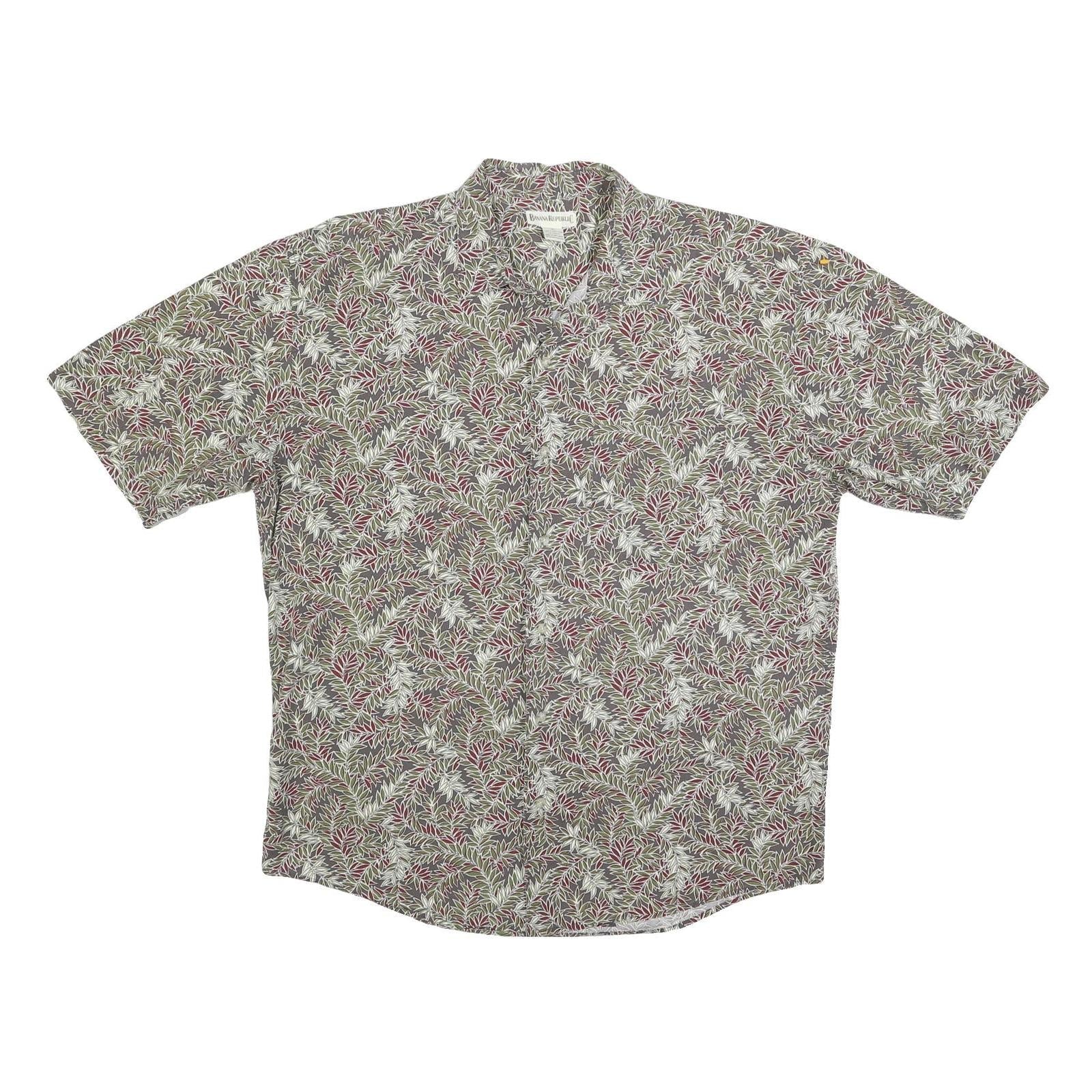 BANANA REPUBLIC Mens Beige Green & Maroon Leaf Print Shirt XL Summer Casual Refurbished - N/A refurbished available on Cerqular