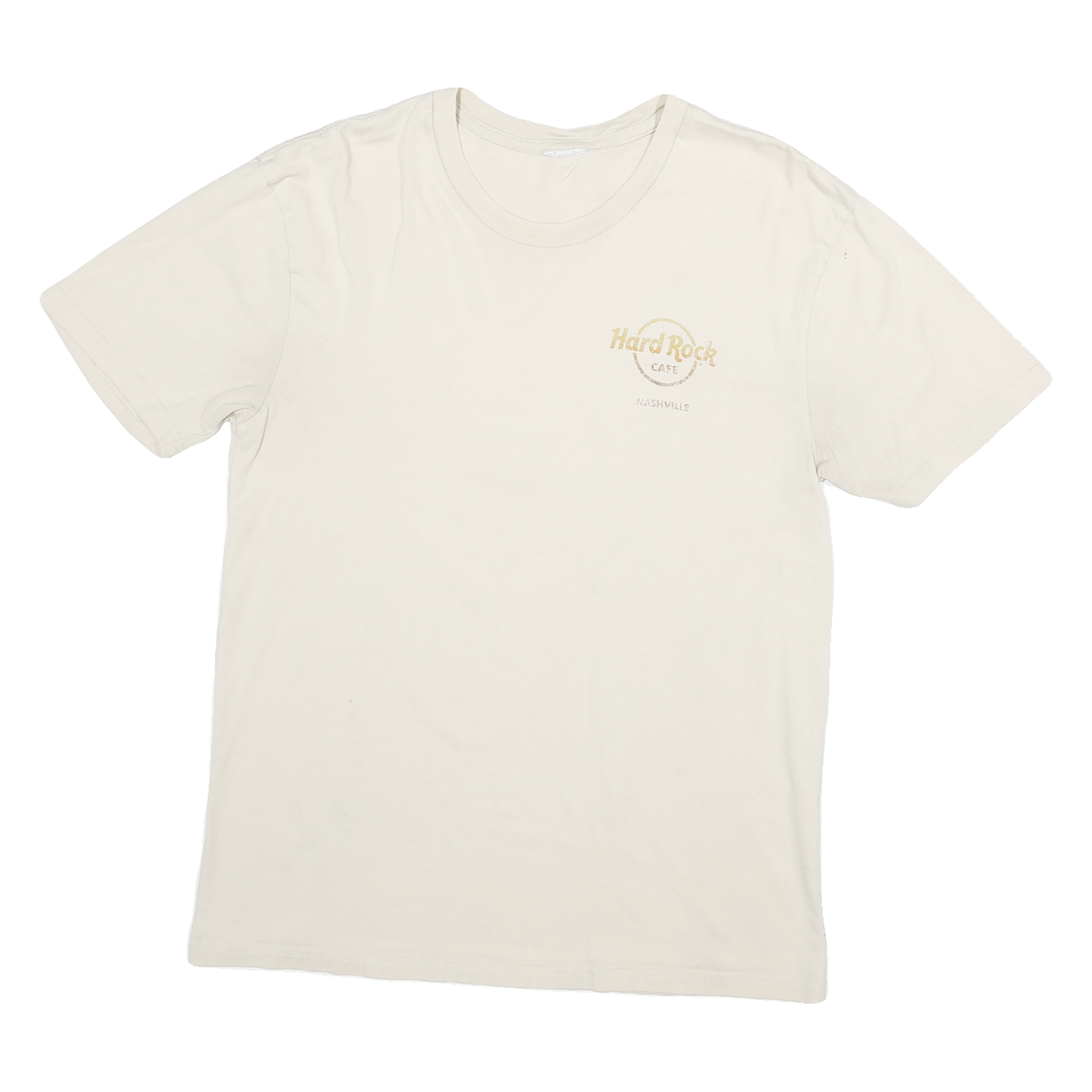 Mens Cream Hard Rock Cafe Nashville Graphic T-Shirt M Short Sleeve Crew Neck Refurbished - N/A refurbished available on Cerqular