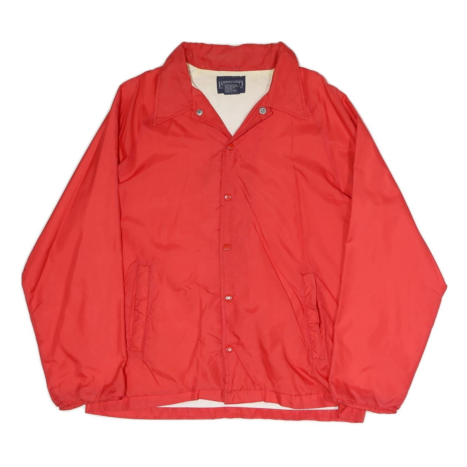 LANDS END Mens Red Button Jacket M Polyester Blend Plain Casual Lightweight Refurbished - N/A refurbished available on Cerqular