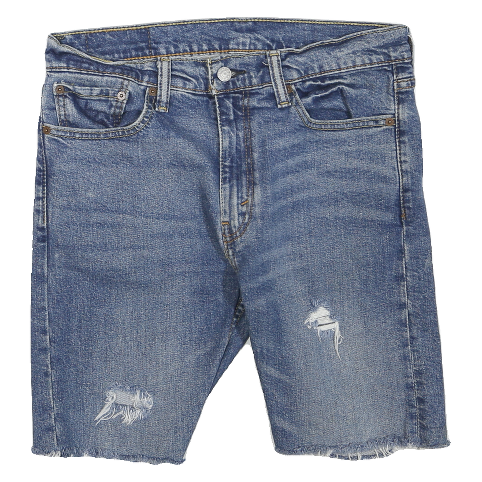 LEVI'S Mens Denim Blue Distressed Casual Shorts M W33 Frayed Hem Mid Length Refurbished - N/A refurbished available on Cerqular