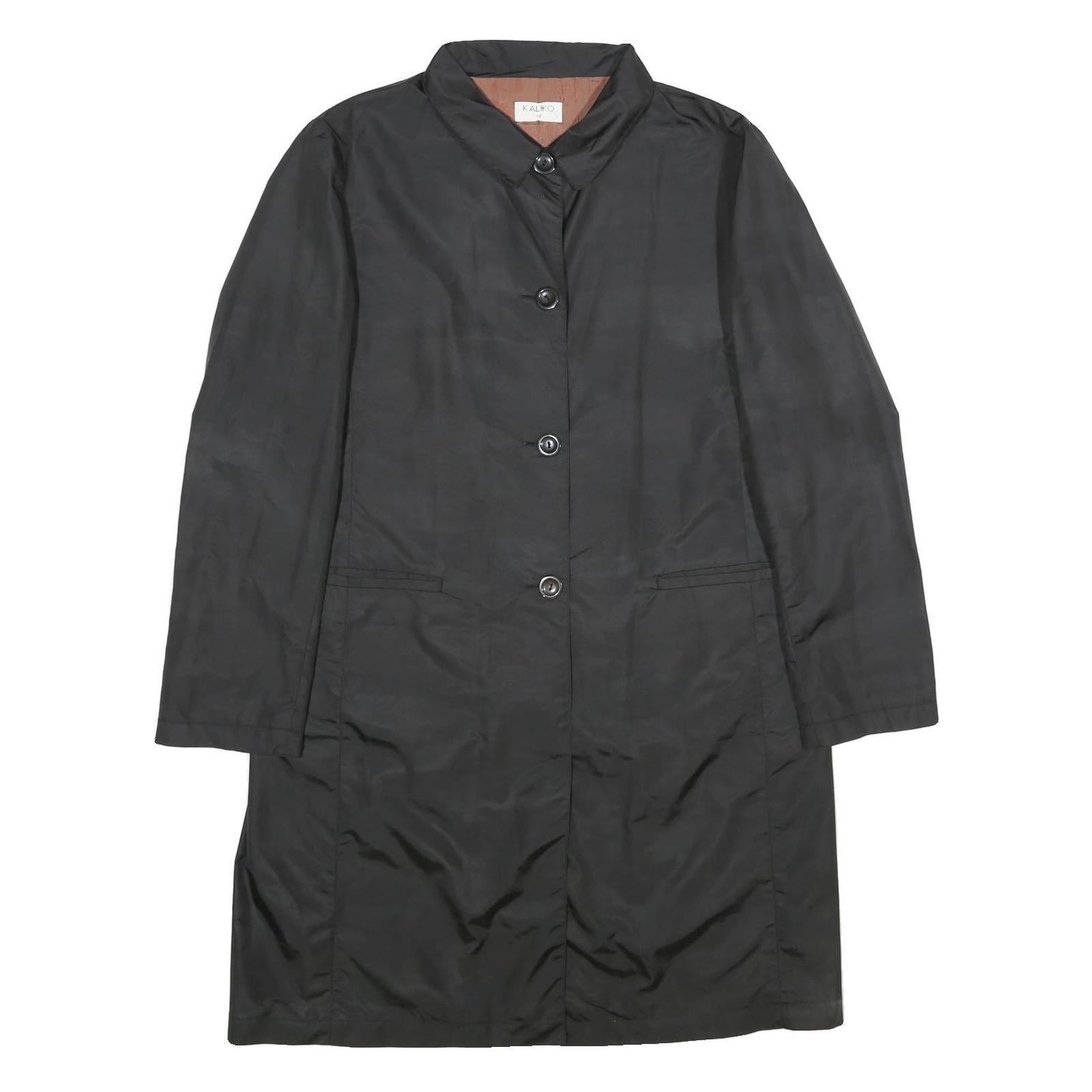 KALIKO Womens Black Button Jacket UK 12 Polyamide Blend Plain Classic Stylish Refurbished - N/A refurbished available on Cerqular