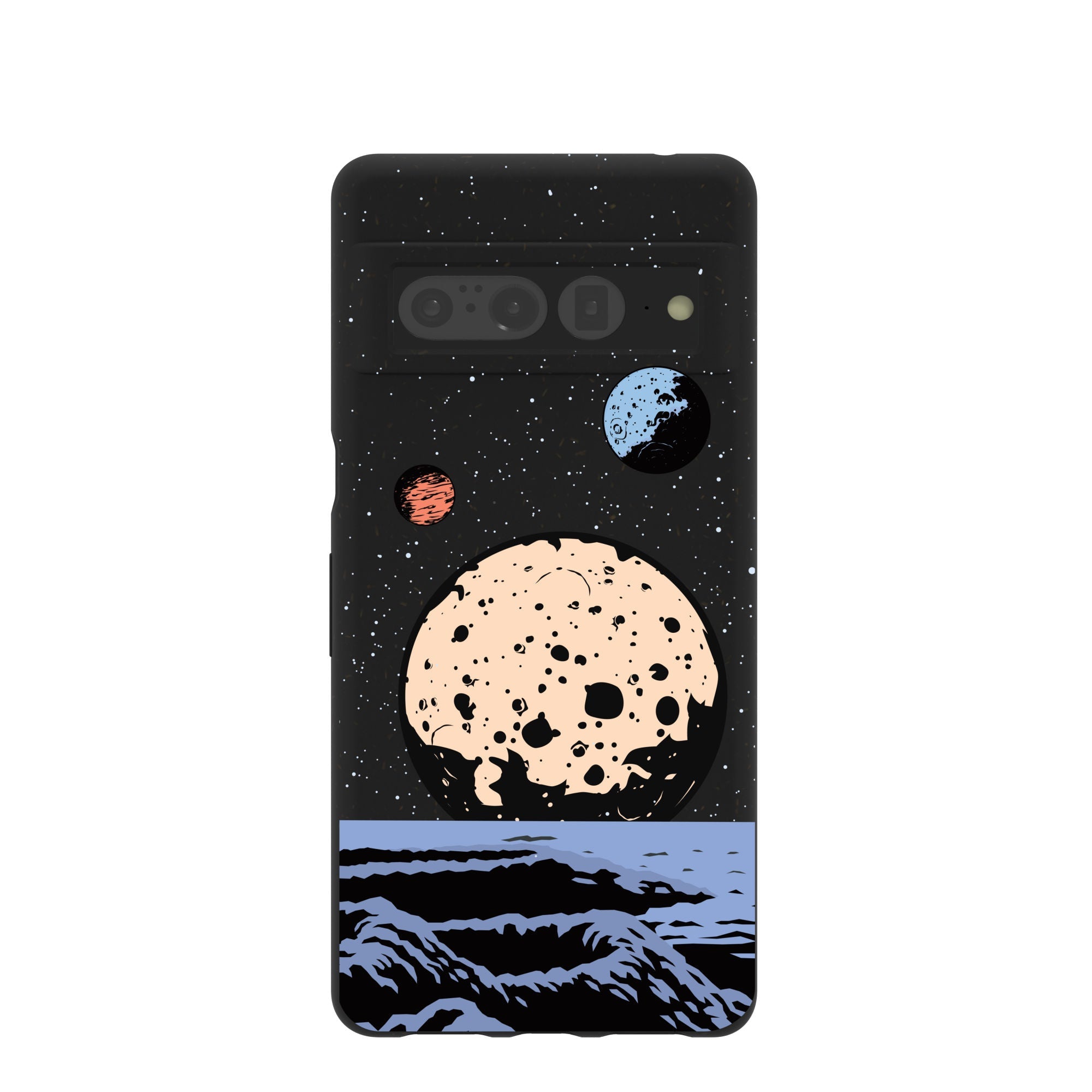 Black Retro Moon Google Pixel 7 Pro Case Refurbished - Pela Case refurbished available on Cerqular