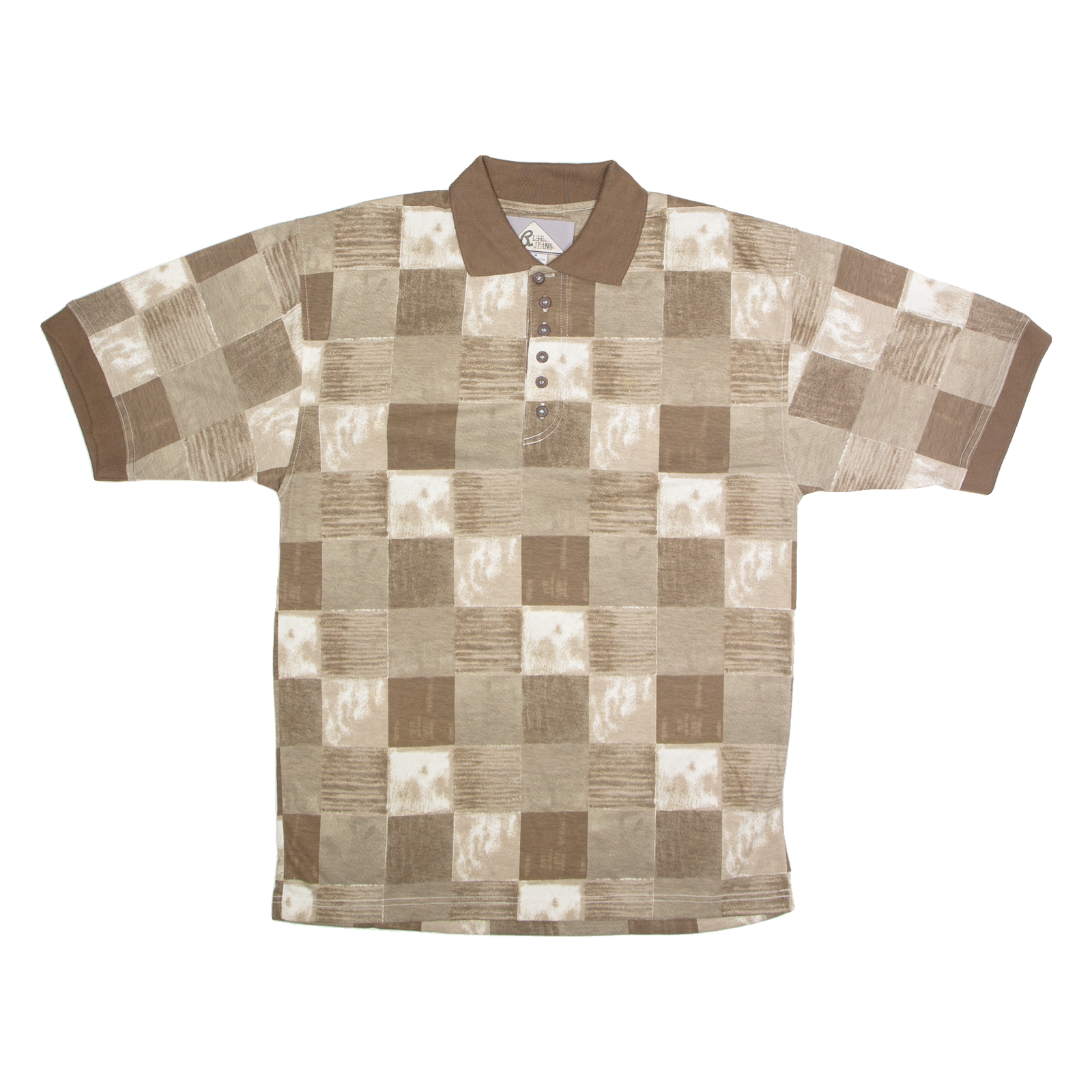 BLUE JEANS Mens Polo Shirt Brown 90s Check M Refurbished - N/A refurbished available on Cerqular