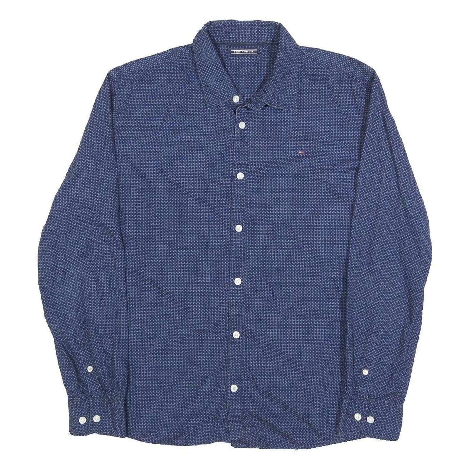 TOMMY HILFIGER Mens Blue Pattern Shirt S Cotton Blend Casual Button Shirt Refurbished - N/A refurbished available on Cerqular