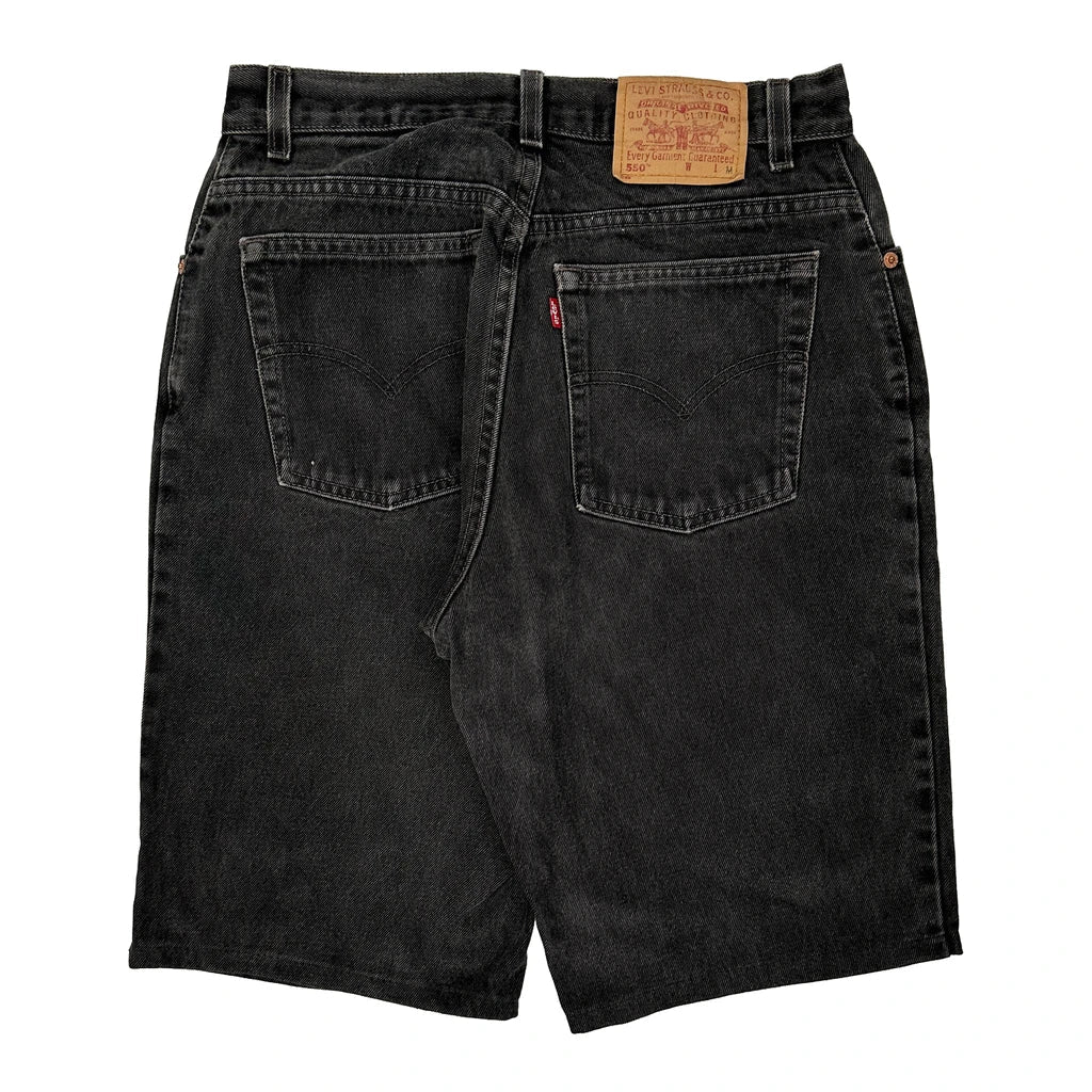 Buy Levis Denim Shorts - 32W UK 14 Black Cotton Refurbished - $34.16 Levis Denim Shorts - 32W UK 14 Black Cotton Refurbished - Thrifted (note: this is a term often used to describe second- refurbished available on Cerqular