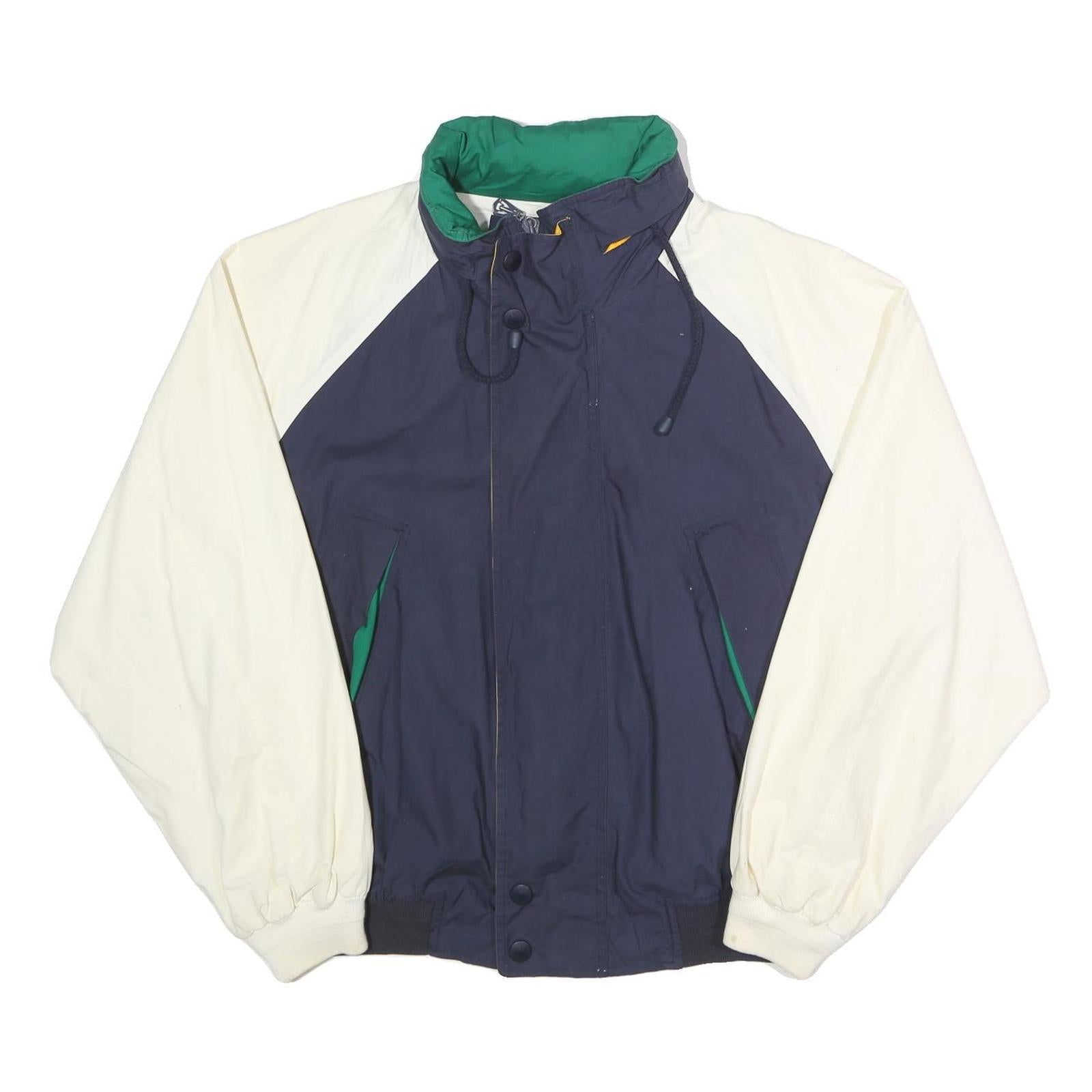 NAUTICA Mens Navy & Cream Cotton Bomber Jacket XL Zip Plain Casual Vintage Refurbished - N/A refurbished available on Cerqular