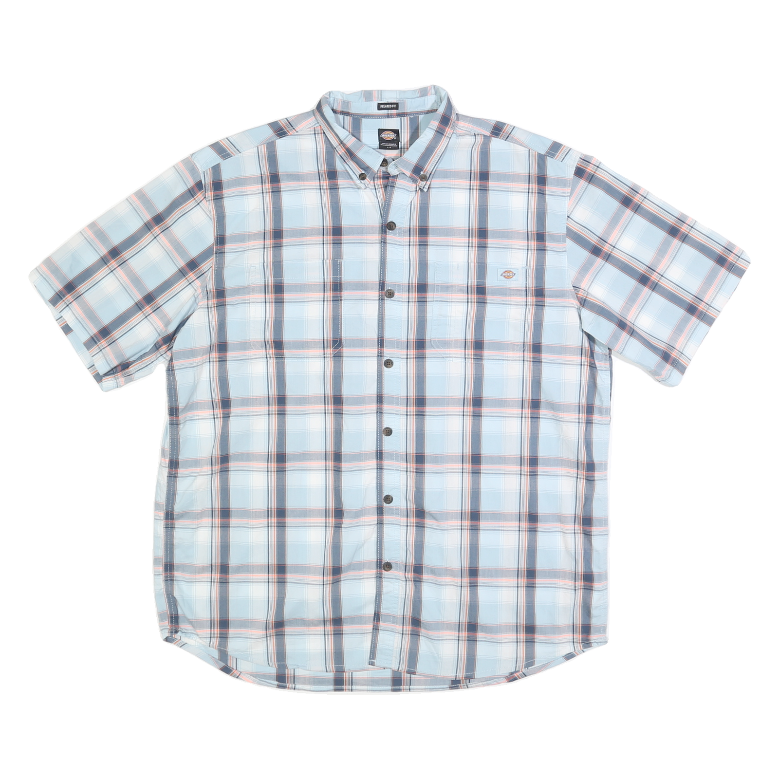 DICKIES Mens Blue & White Check Shirt L Cotton Blend Relaxed Fit Button Down Refurbished - N/A refurbished available on Cerqular