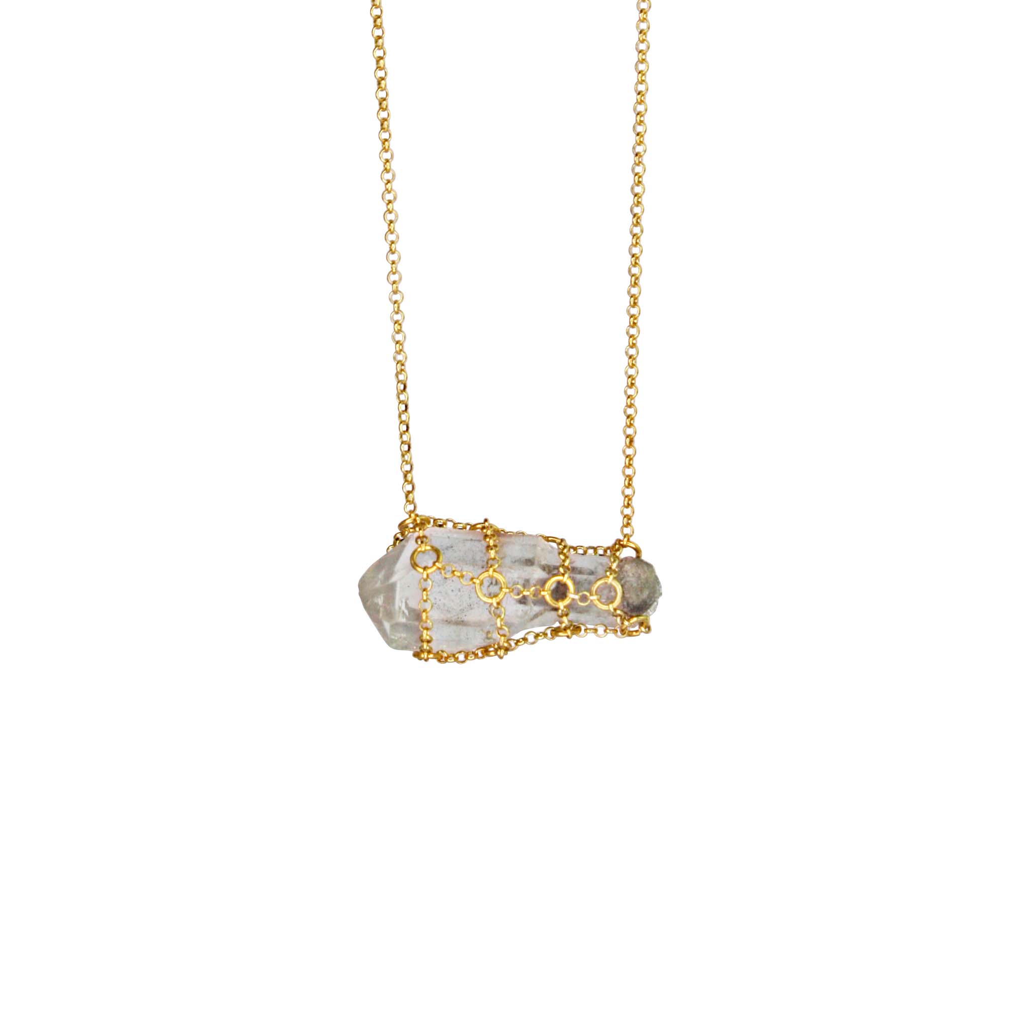 Caged Quartz Gemstone Necklace Refurbished - N/A (Note: There is no well-known brand with this name refurbished available on Cerqular
