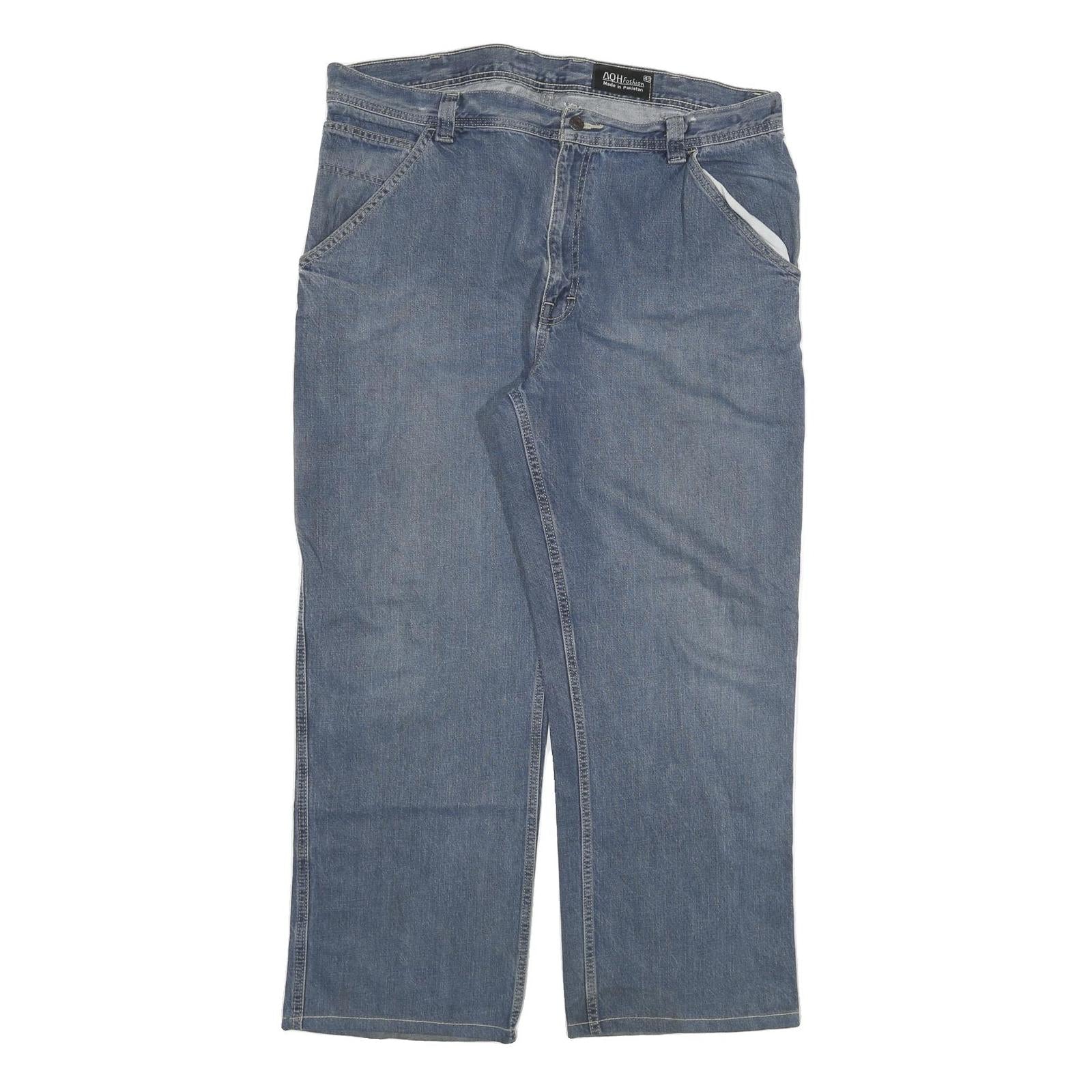 AQH Mens Jeans Blue Relaxed Straight Denim Medium W40 L30 Casual Comfortable Refurbished - N/A refurbished available on Cerqular