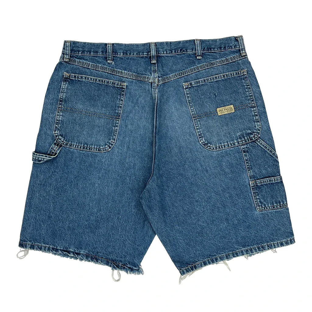 Wrangler Carpenter Shorts - 38W 11L Blue Denim Refurbished - Thrifted (note: this is a term often used to describe second- refurbished available on Cerqular