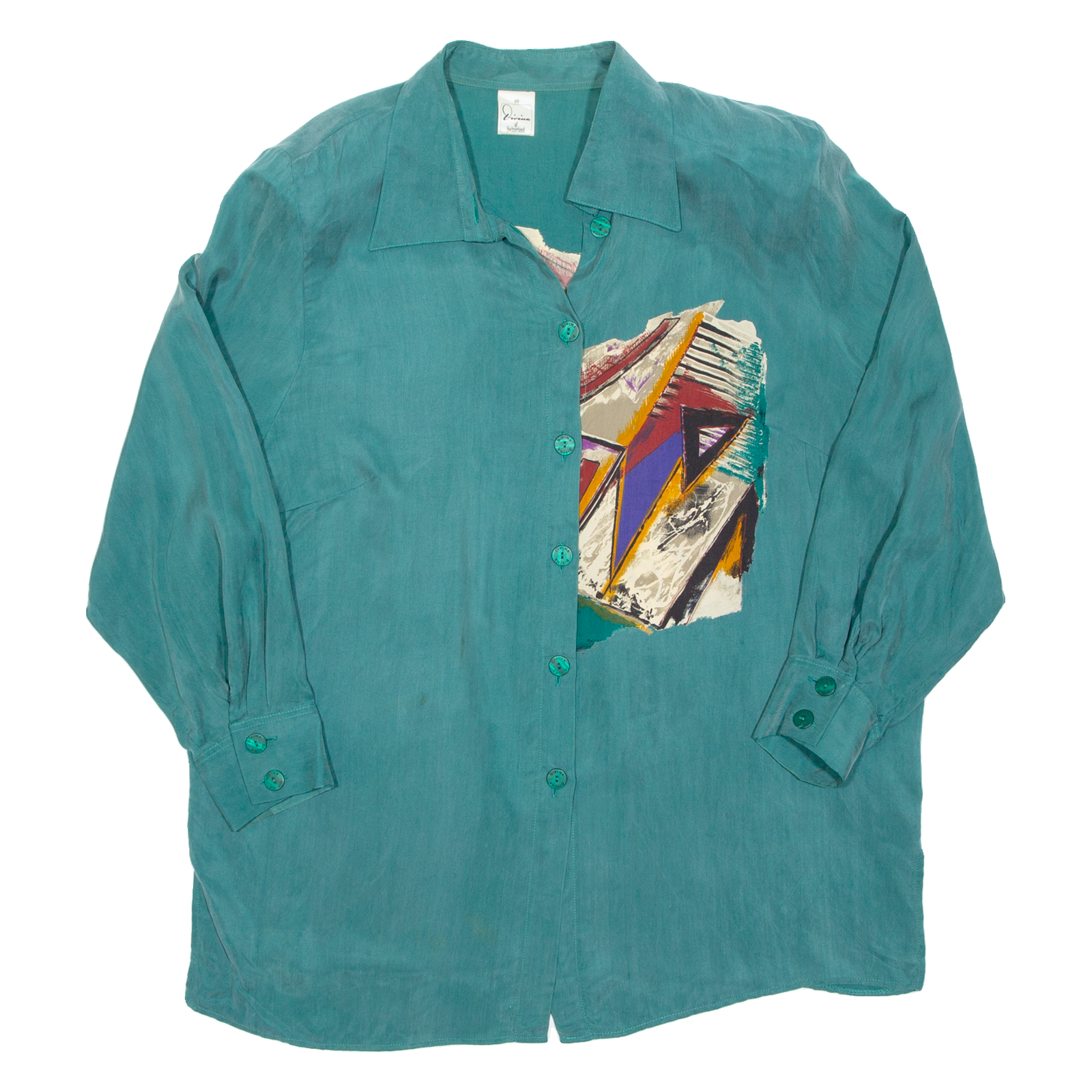 Womens Printed Blouse Green Long Sleeve 2XL Refurbished - N/A refurbished available on Cerqular