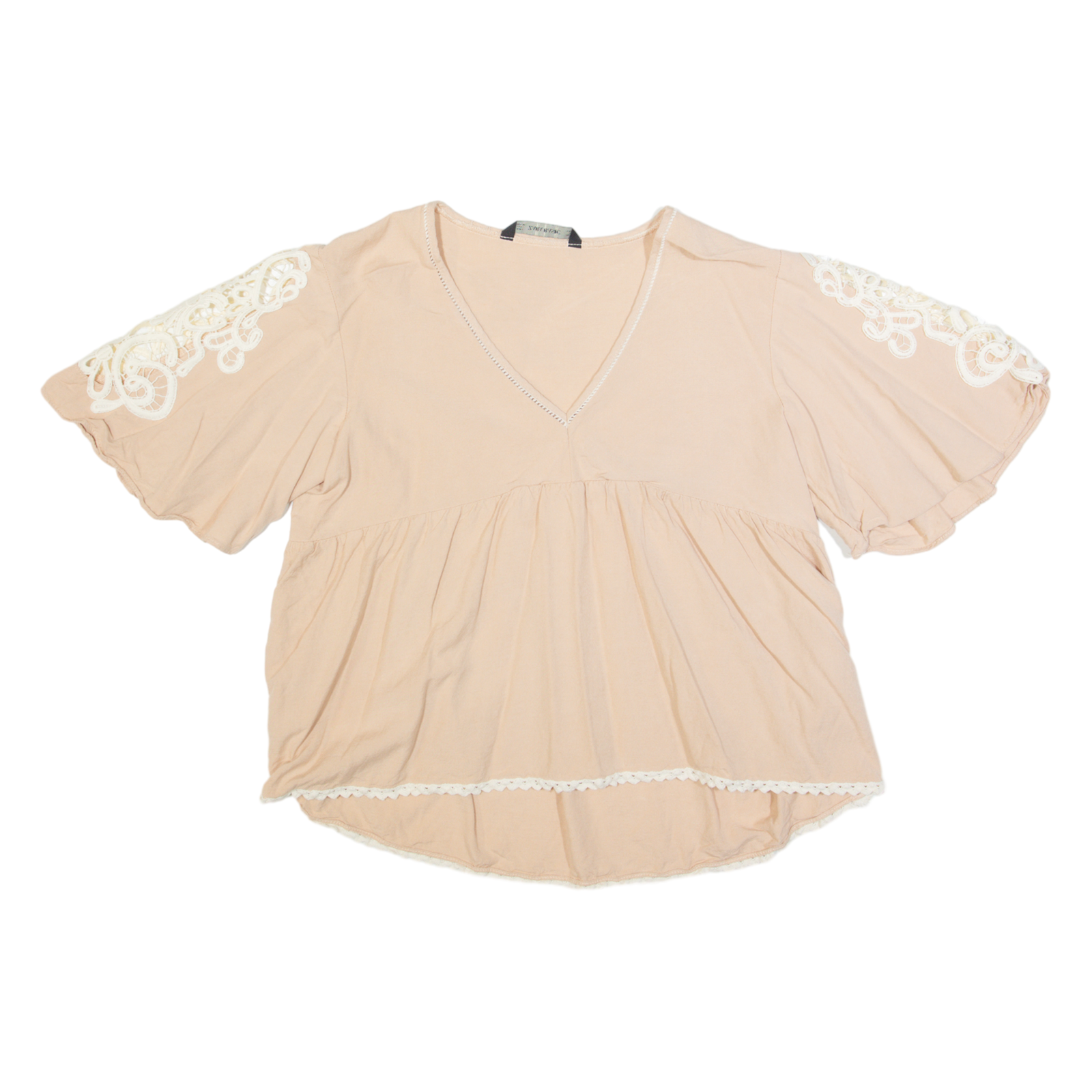 ZARA BASIC Womens Smock Top Beige V-Neck L Refurbished - N/A refurbished available on Cerqular