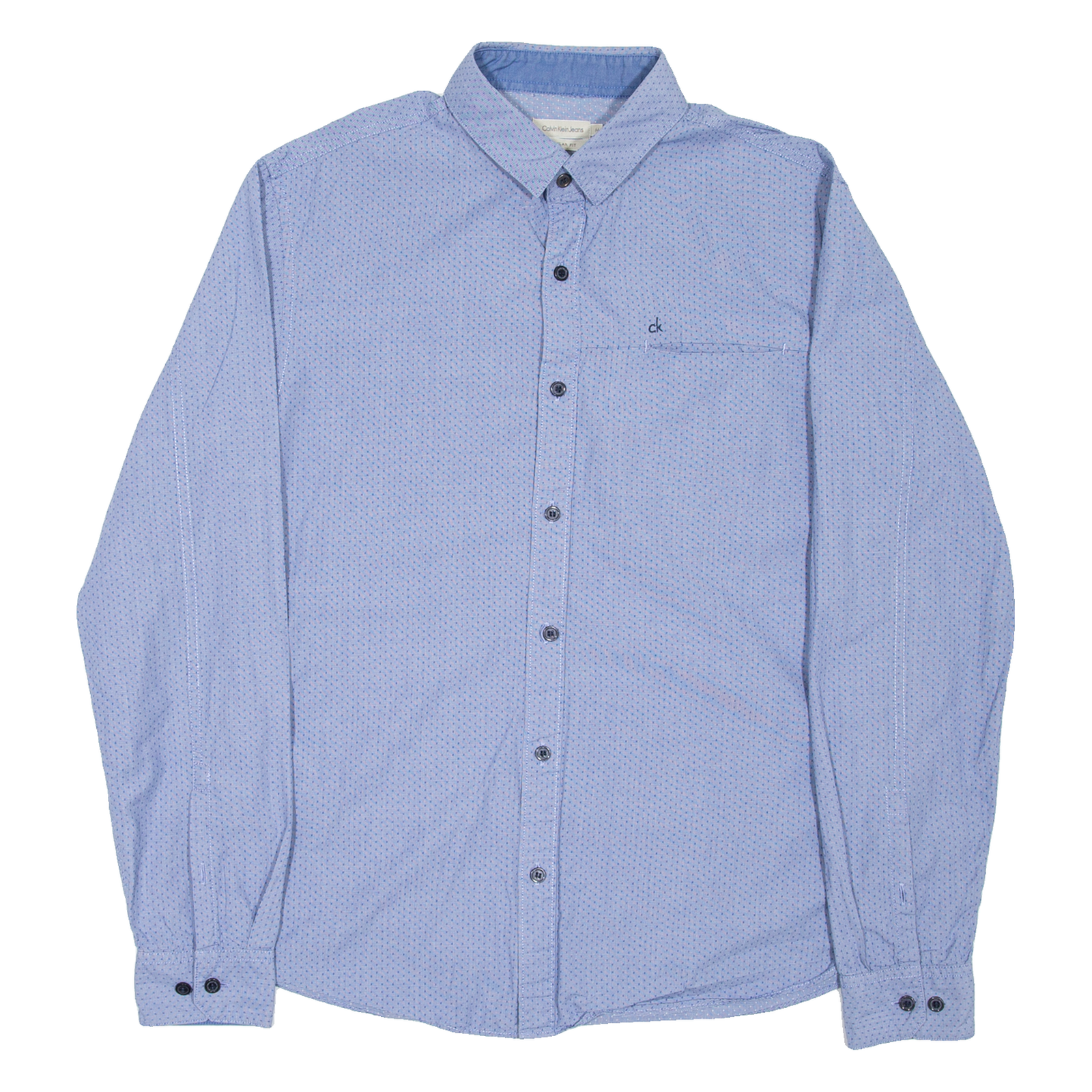 CALVIN KLEIN Mens Shirt Blue Long Sleeve M Refurbished - N/A refurbished available on Cerqular