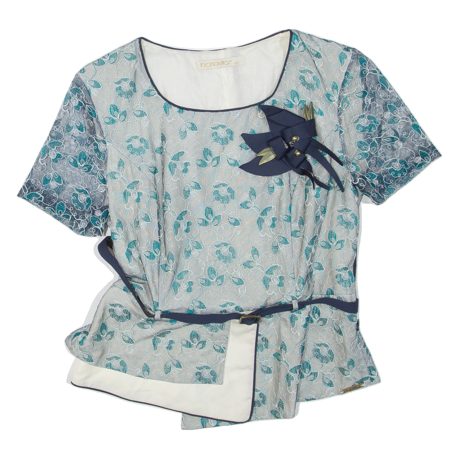 BONAVITO Womens Blouse Top Green Floral S Refurbished - N/A refurbished available on Cerqular