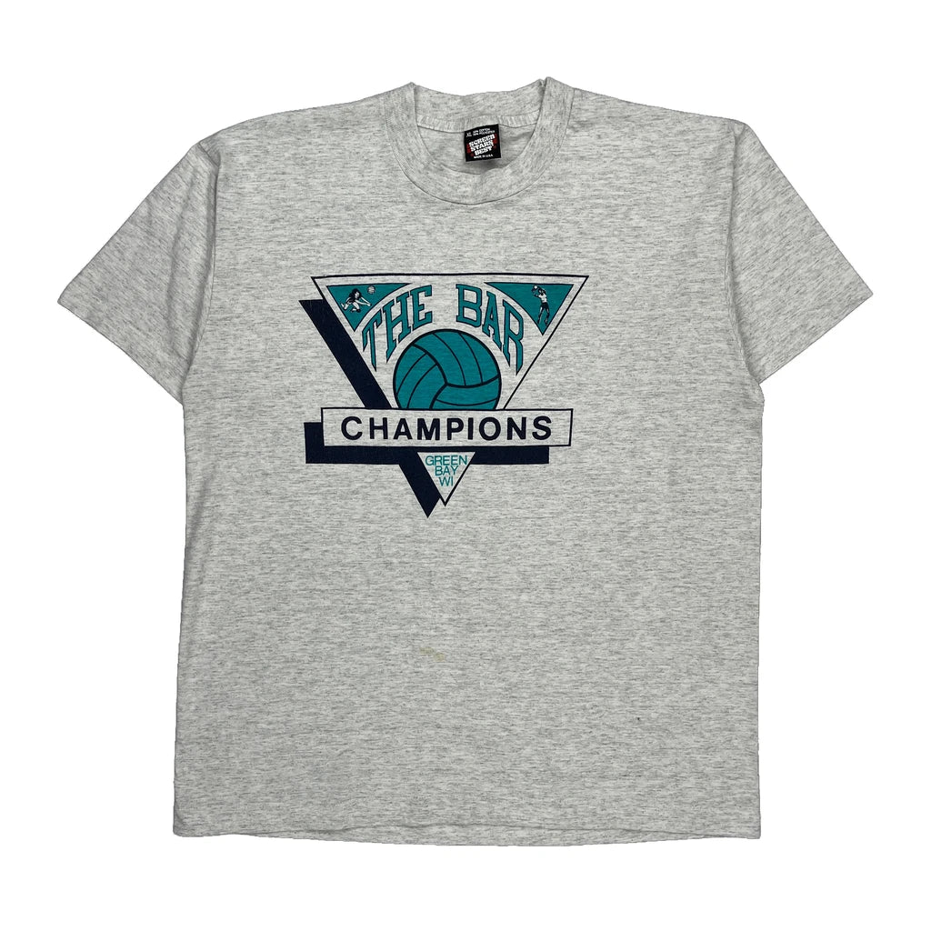Champions Screen Stars Single Stitch T-Shirt - XL Grey Cotton Blend Refurbished - Thrifted (note: this is a term often used to describe second- refurbished available on Cerqular