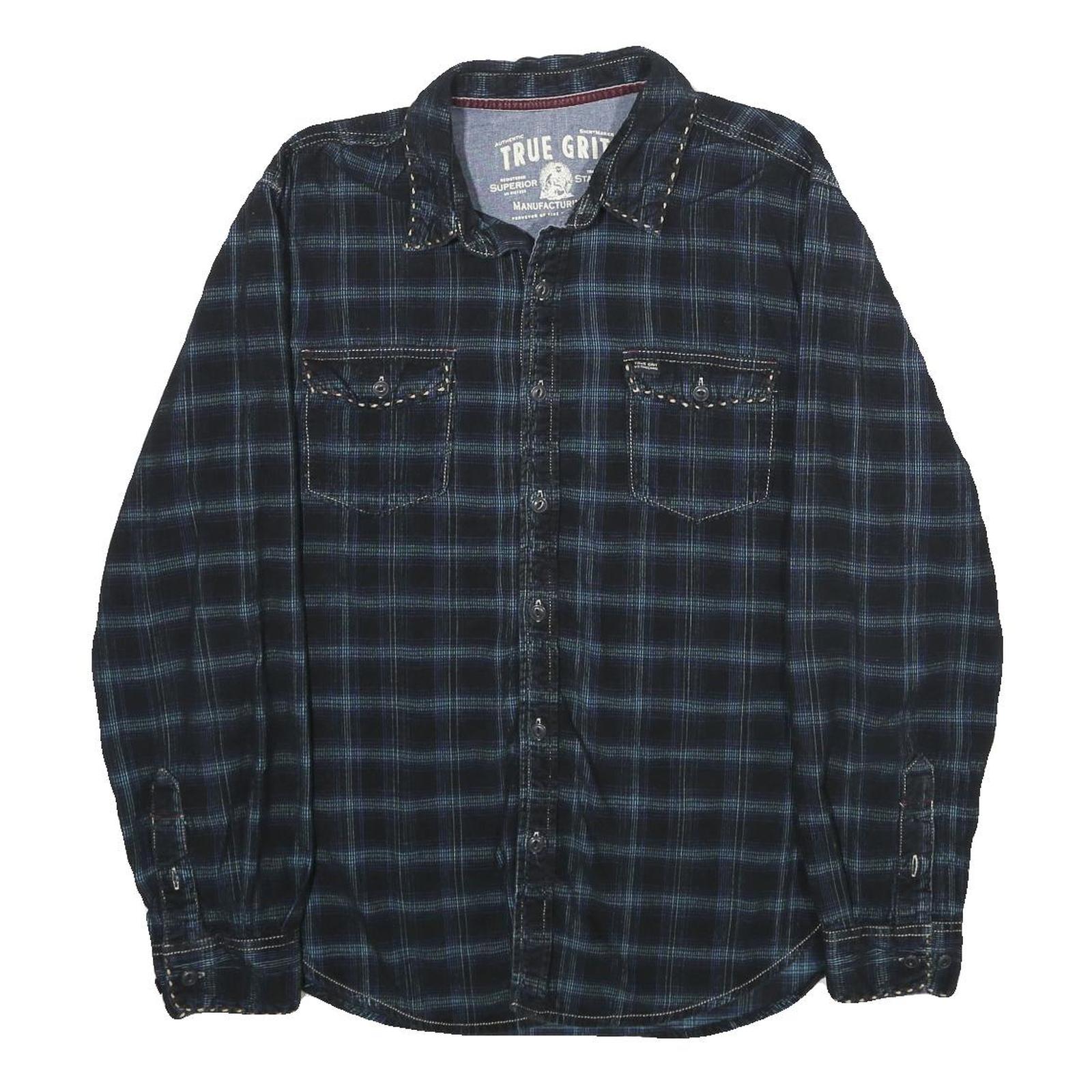 Buy TRUE GRIT Mens Black & Blue Check Shirt M Cotton Long Sleeve Casual Refurbished - $19.49 TRUE GRIT Mens Black & Blue Check Shirt M Cotton Long Sleeve Casual Refurbished - N/A refurbished available on Cerqular