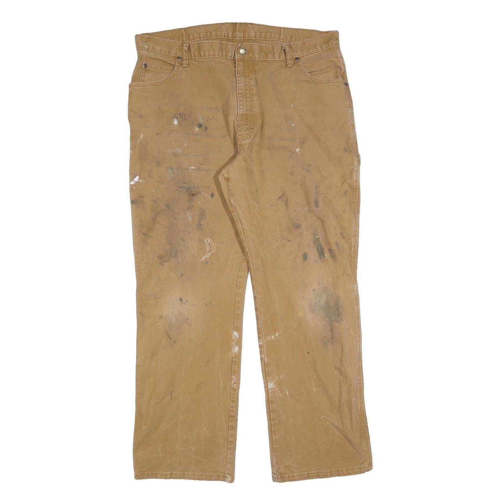 DICKIES Mens Relaxed Beige Cotton Blend Workwear Trousers W38 L32 Durable Fit Refurbished - N/A refurbished available on Cerqular