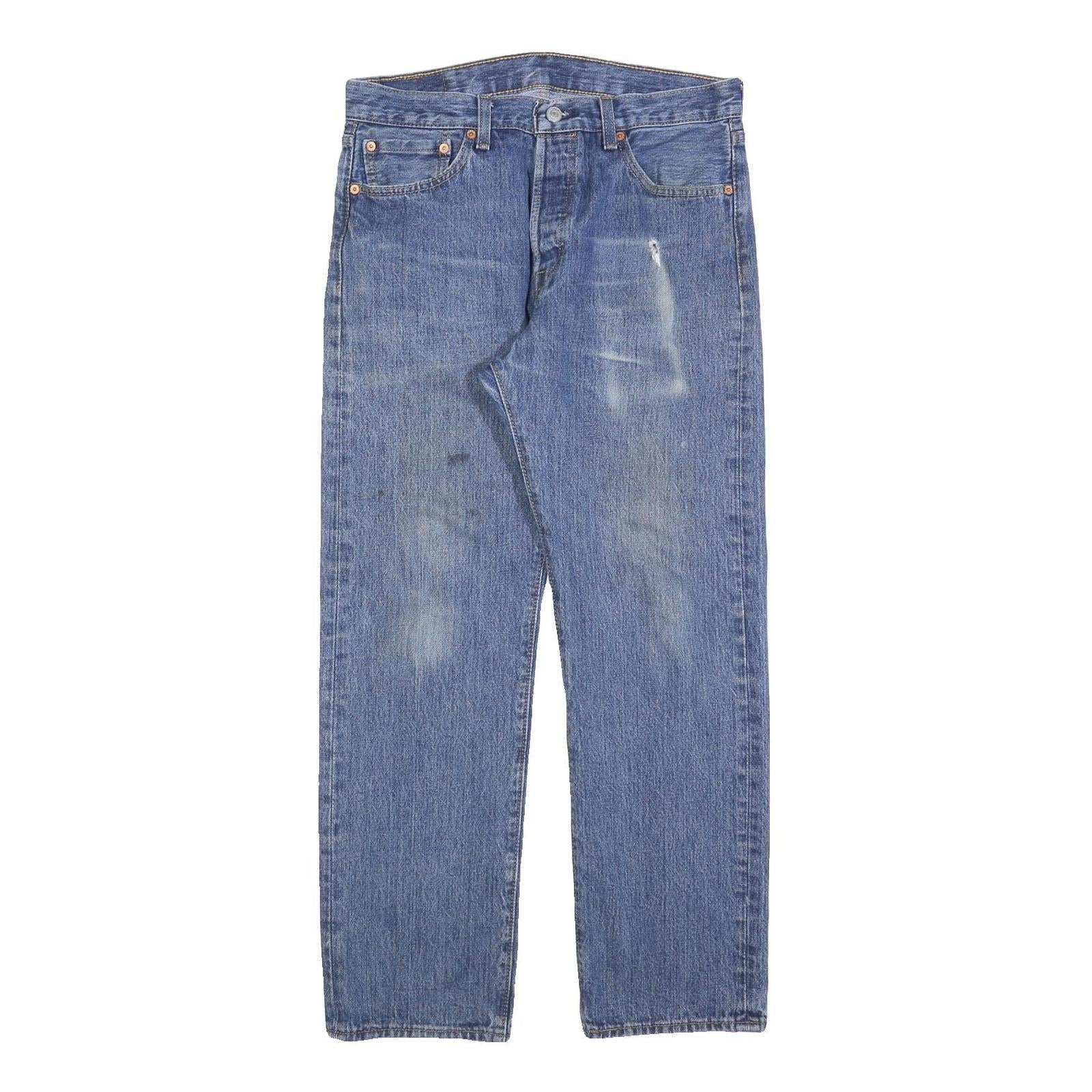 LEVI'S 501 Mens Jeans Blue Regular Straight Denim Medium W32 L27 Classic Button Refurbished - N/A refurbished available on Cerqular
