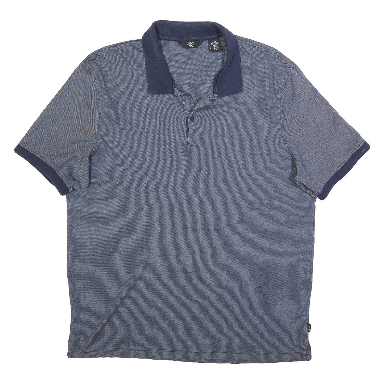 CALVIN KLEIN Mens Blue Cotton Blend Polo Shirt L Short Sleeve Plain Casual Refurbished - N/A refurbished available on Cerqular