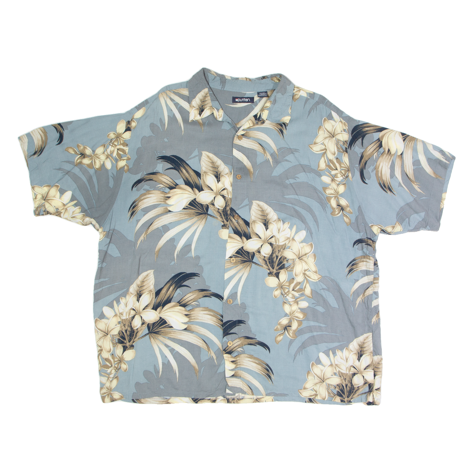 PURITAN Mens Shirt Blue Viscose Floral 2XL Refurbished - N/A refurbished available on Cerqular