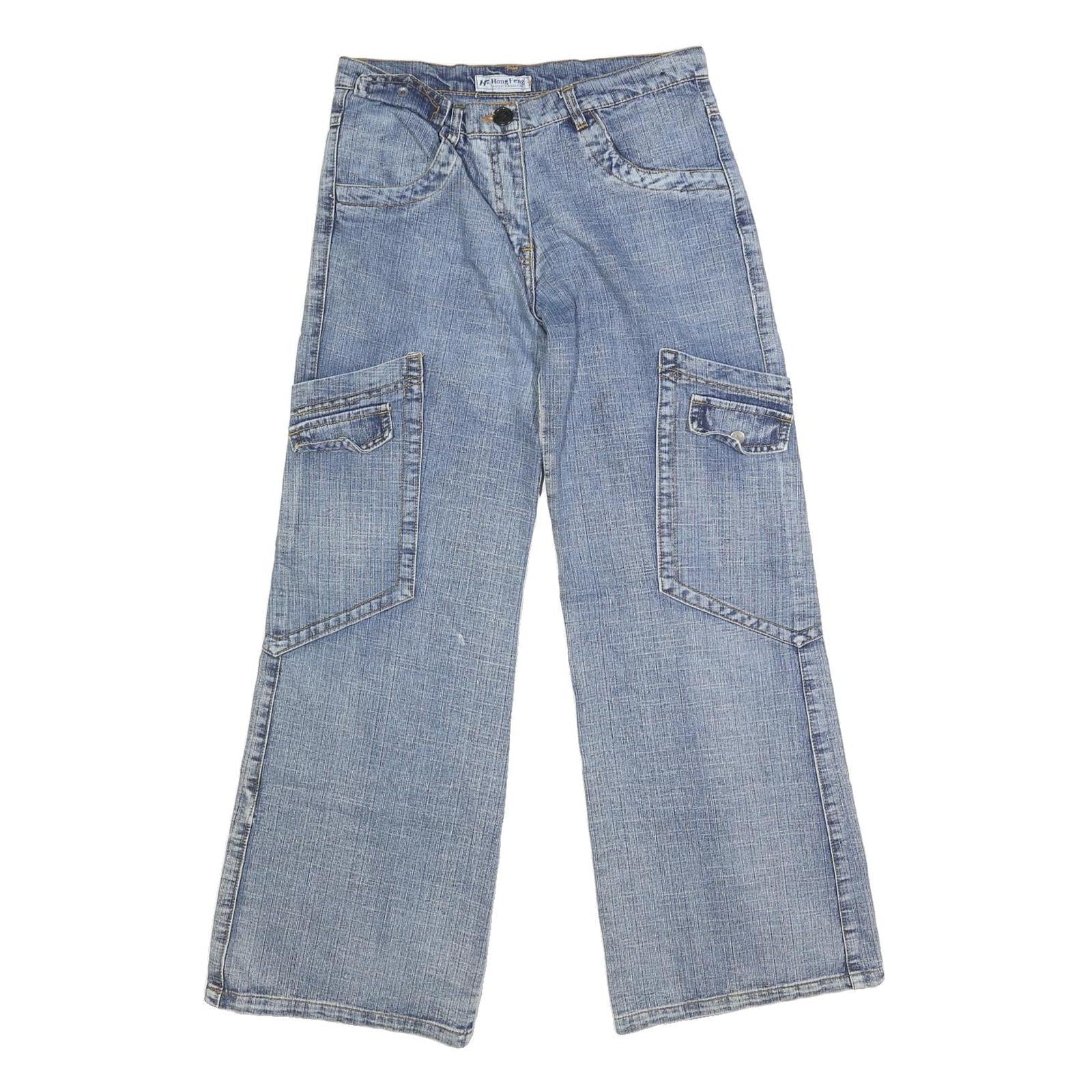HIONG FENG Mens Blue Regular Wide-Leg Denim Light W28 L29 Casual Workwear Jeans Refurbished - N/A refurbished available on Cerqular