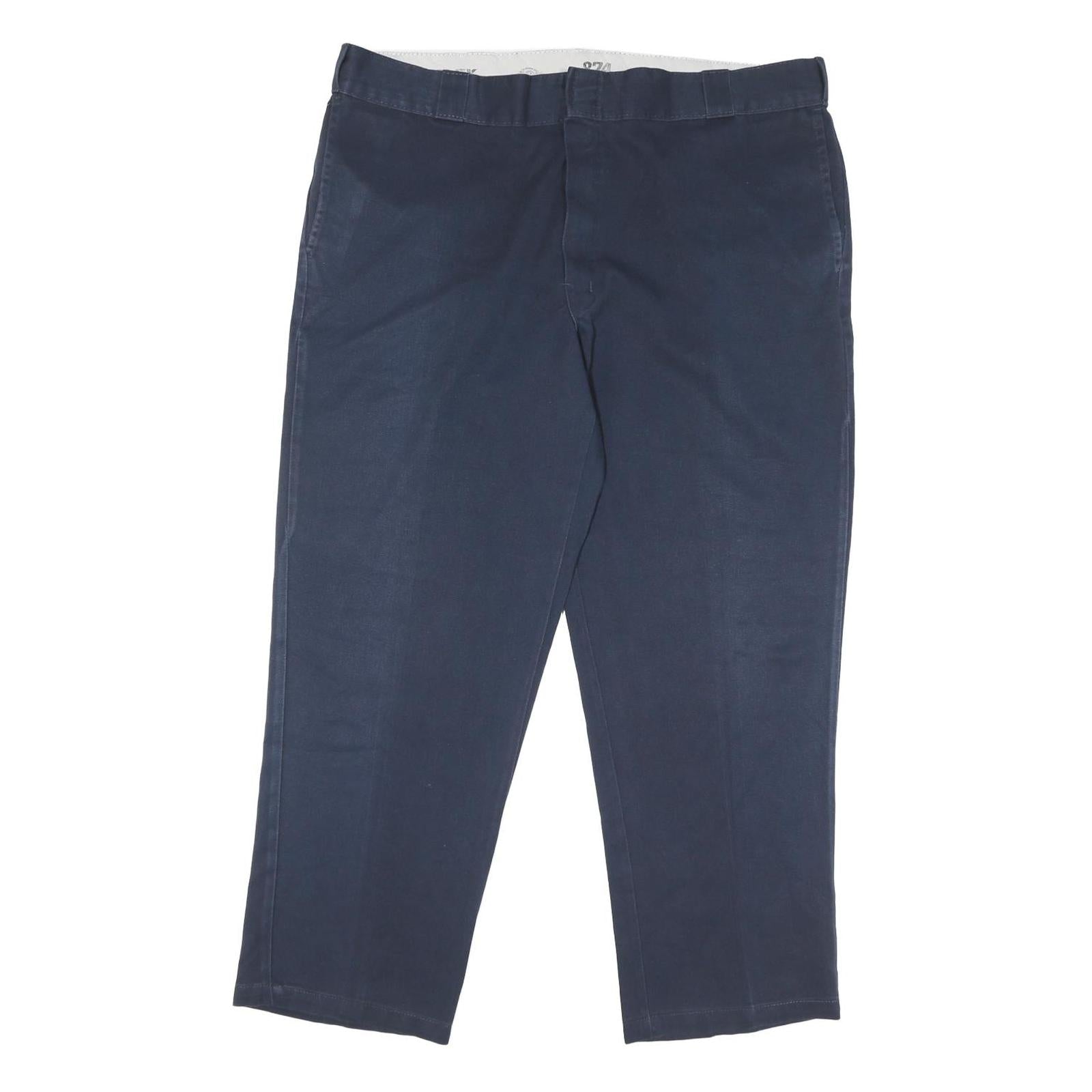 DICKIES Mens Regular Navy Blue Cotton Blend Zip Trousers W42 L28 Workwear Refurbished - N/A refurbished available on Cerqular