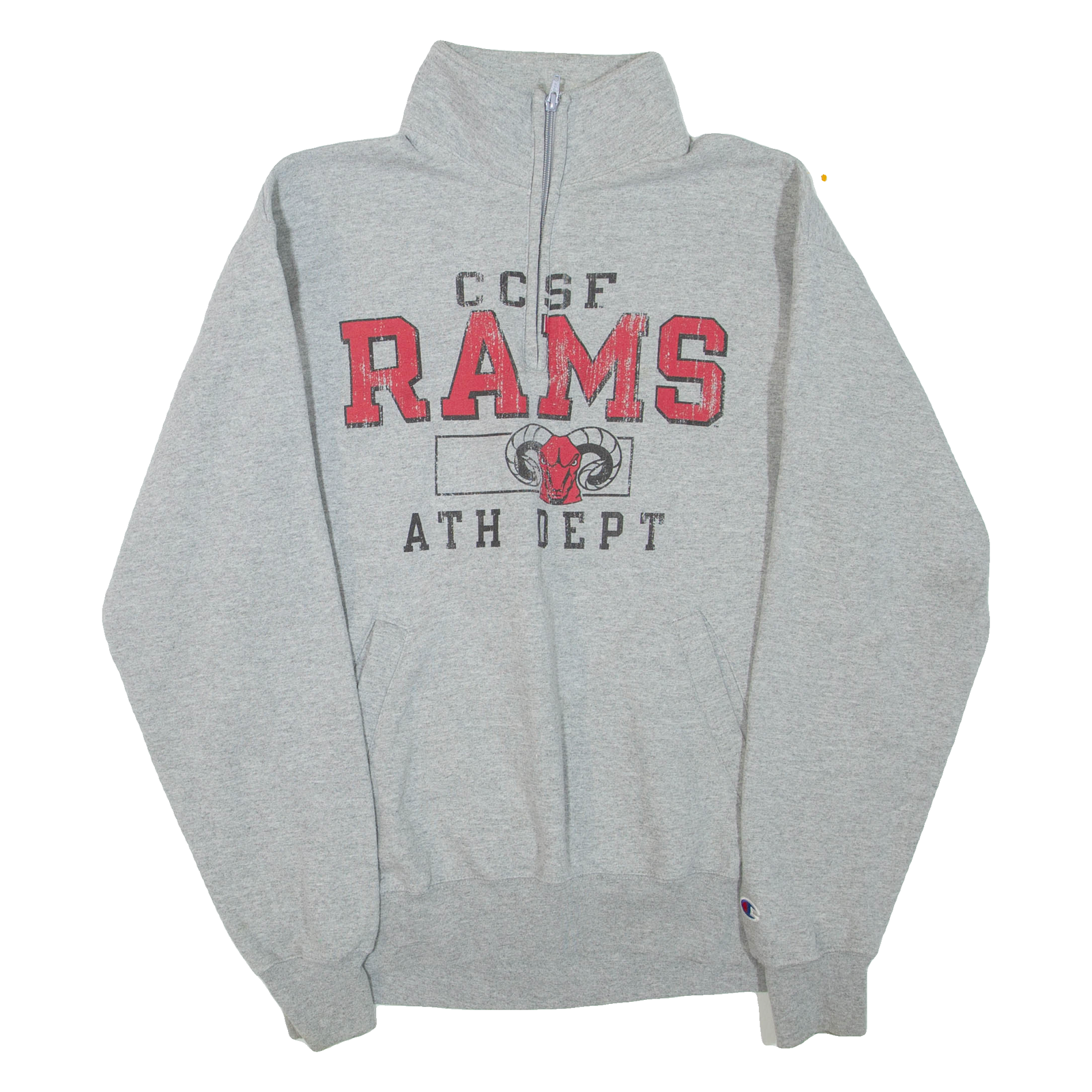 Buy CHAMPION Eco Fleece CCSF Rams Mens Sweatshirt Grey 1/4 Zip USA M Refurbished - $28.59 CHAMPION Eco Fleece CCSF Rams Mens Sweatshirt Grey 1/4 Zip USA M Refurbished - N/A refurbished available on Cerqular