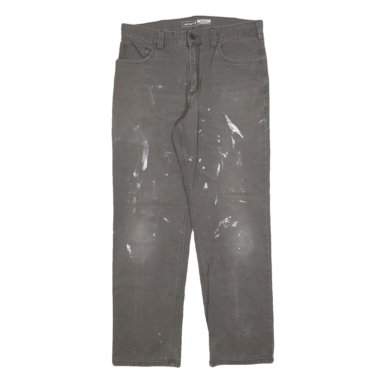 CARHARTT Mens Cotton Blend Relaxed Straight Trousers W33 L29 Workwear Durable Refurbished - N/A refurbished available on Cerqular