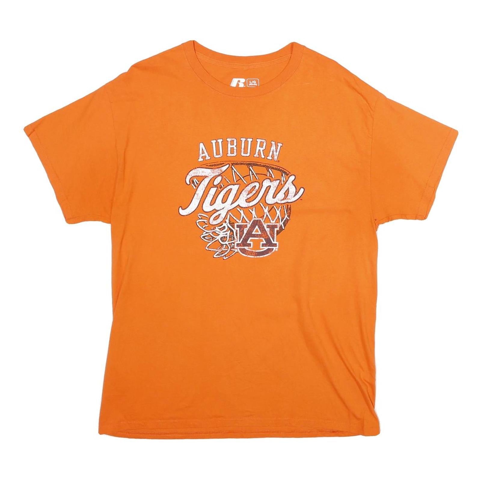 RUSSELL ATHLETIC Mens Orange Auburn Tigers Graphic T-Shirt L Short Sleeve Crew Refurbished - N/A refurbished available on Cerqular