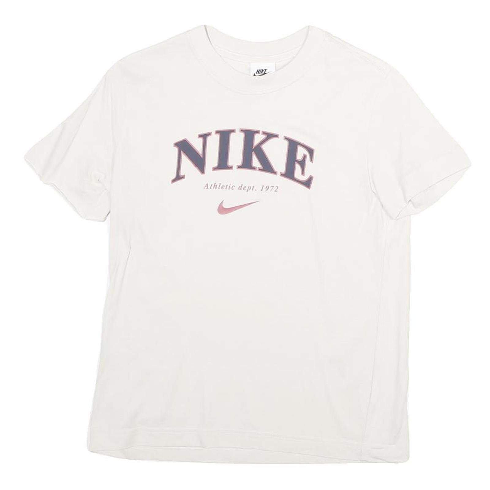 NIKE Womens White Graphic T-Shirt S Short Sleeve Crew Neck Cotton Blend Casual Refurbished - N/A refurbished available on Cerqular