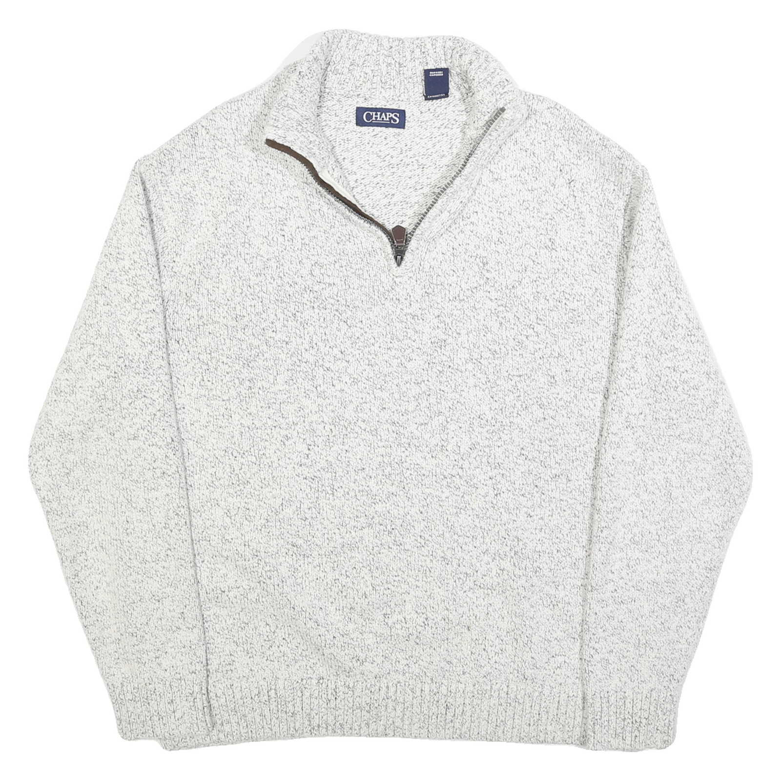 CHAPS Mens White Grey Cotton Patterned Jumper Pullover XL Zipper Collar Refurbished - N/A refurbished available on Cerqular