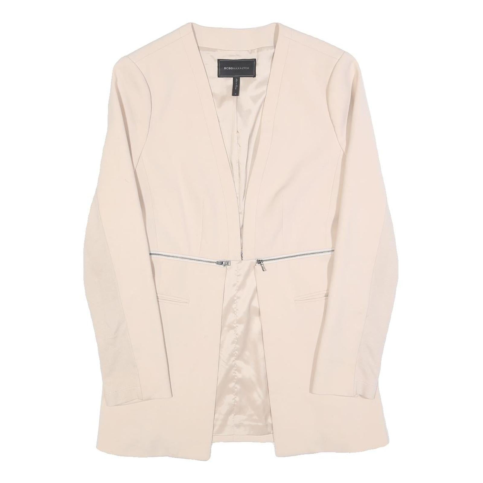 BCBGMAXAZRIA Womens Cream White Button Jacket M Polyester Blend Tailored Plain Refurbished - N/A refurbished available on Cerqular
