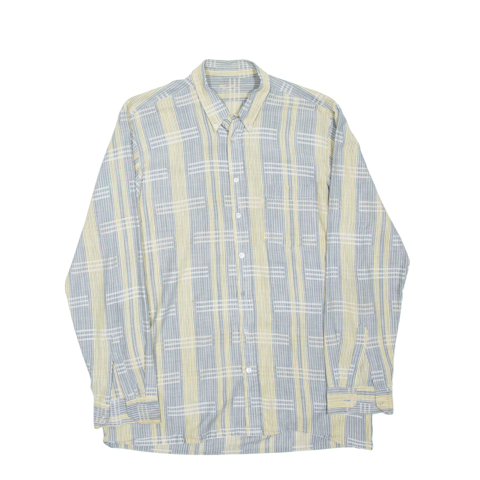 MARC THOMBARD Mens Shirt Yellow Striped Long Sleeve M Refurbished - N/A refurbished available on Cerqular