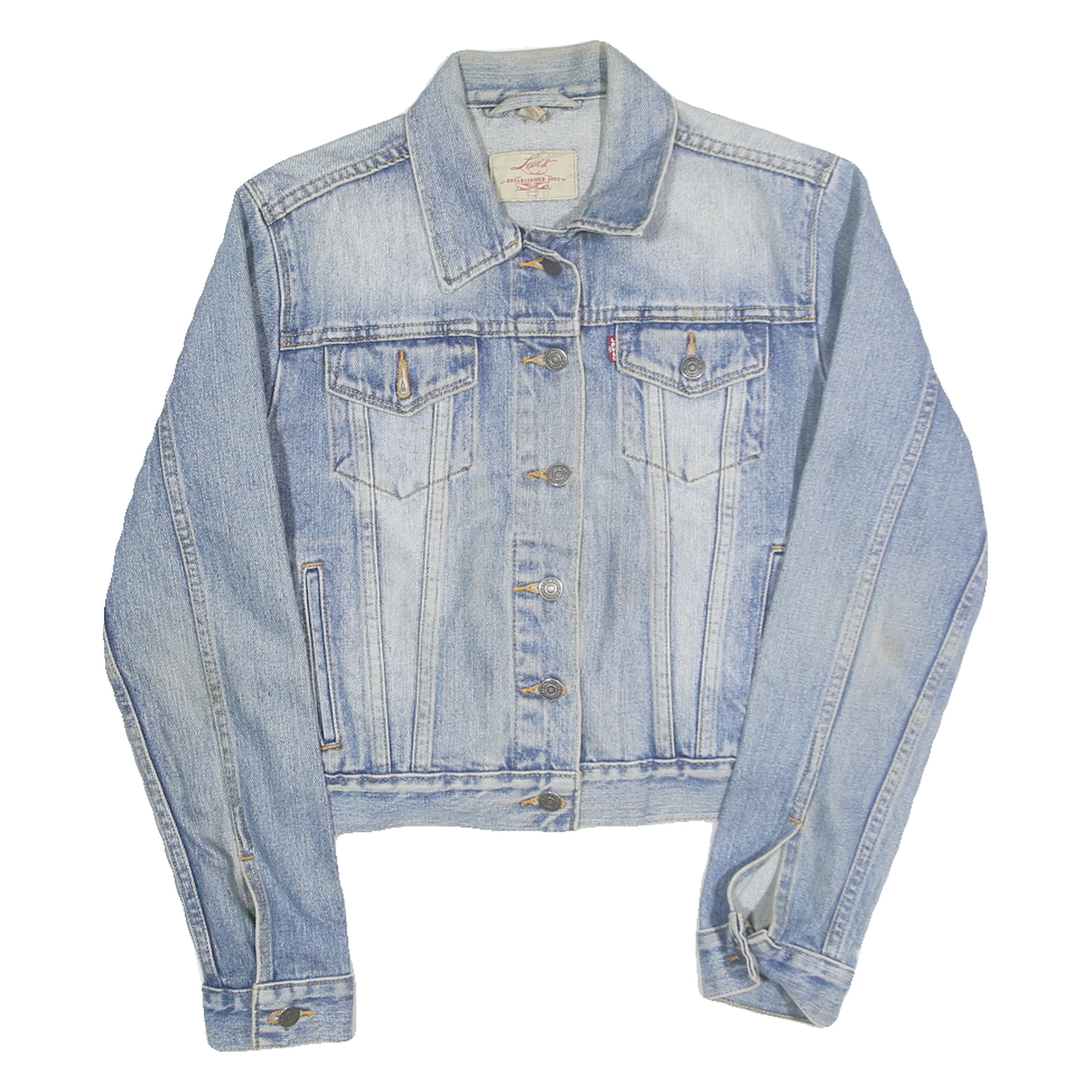 LEVI'S Womens Blue Denim Button Jacket M Cotton Classic Trucker Style Refurbished - N/A refurbished available on Cerqular