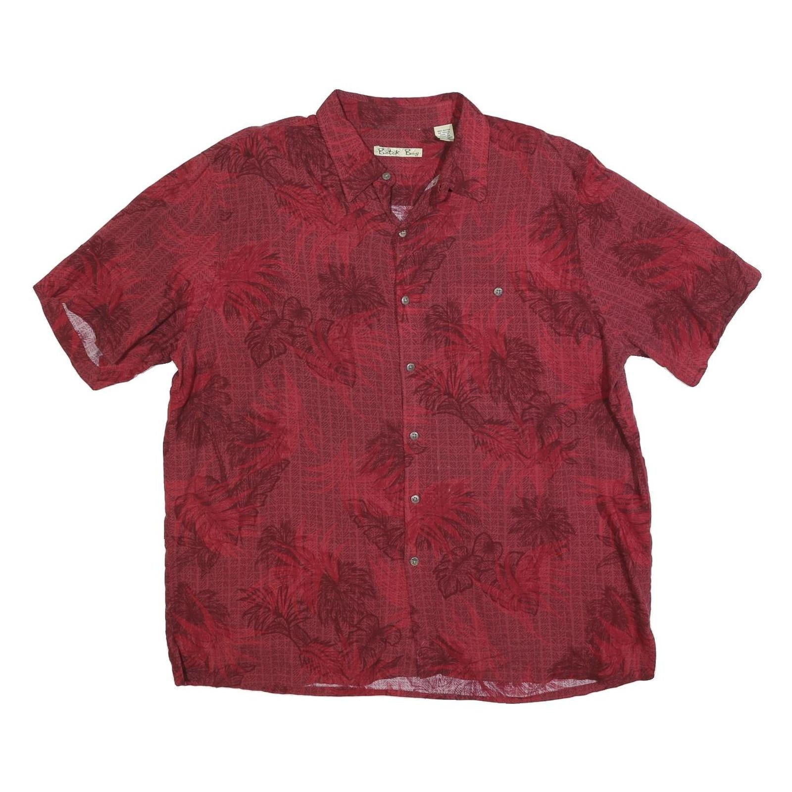 BATIK BAY Mens Red Rayon Shirt XL Tropical Print Casual Button Up Refurbished - N/A refurbished available on Cerqular