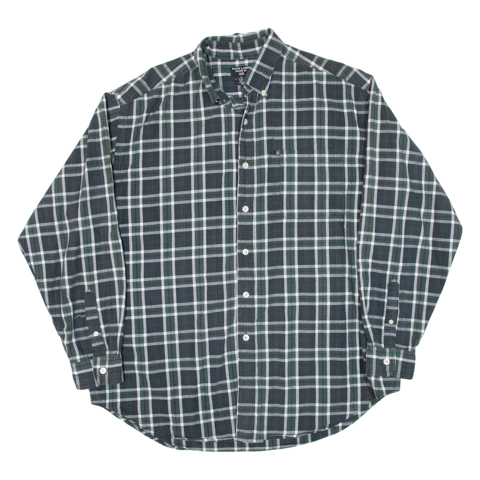 RALPH LAUREN POLO JEANS COMPANY Mens Shirt Green Check Long Sleeve XL Refurbished - N/A refurbished available on Cerqular