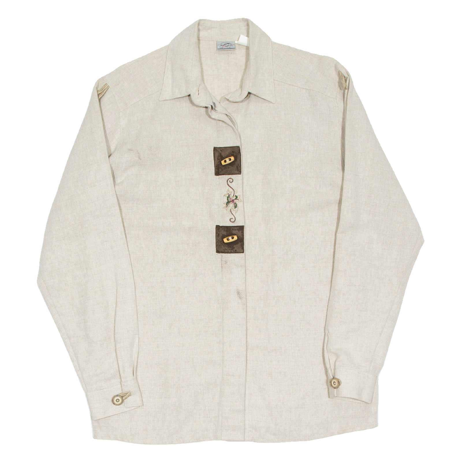Womens Plain Shirt Beige Long Sleeve UK 10 Refurbished - N/A refurbished available on Cerqular