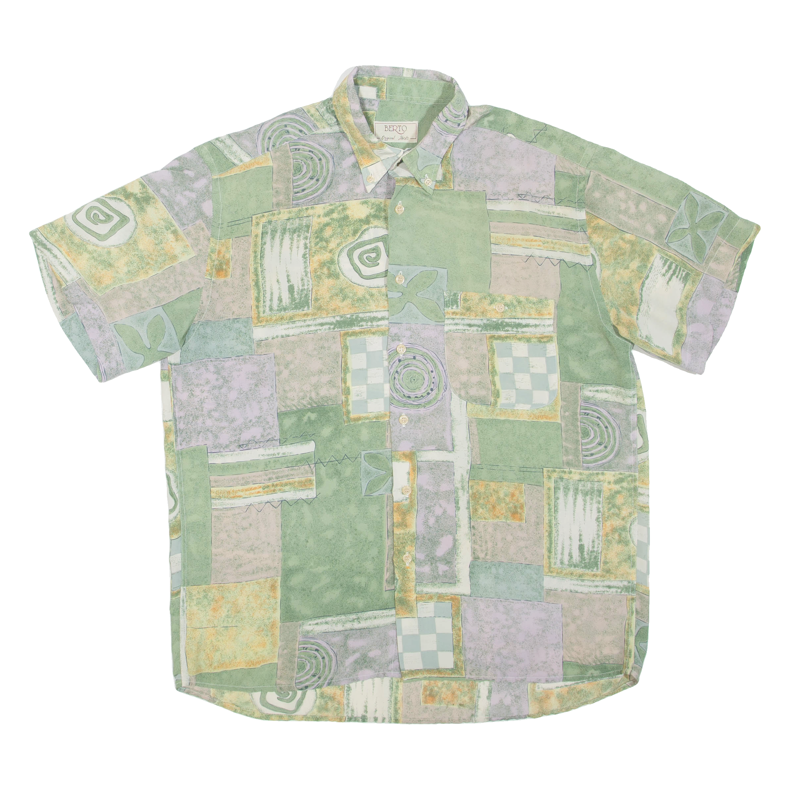 BERTO Mens Shirt Green Crazy Pattern L Refurbished - N/A refurbished available on Cerqular