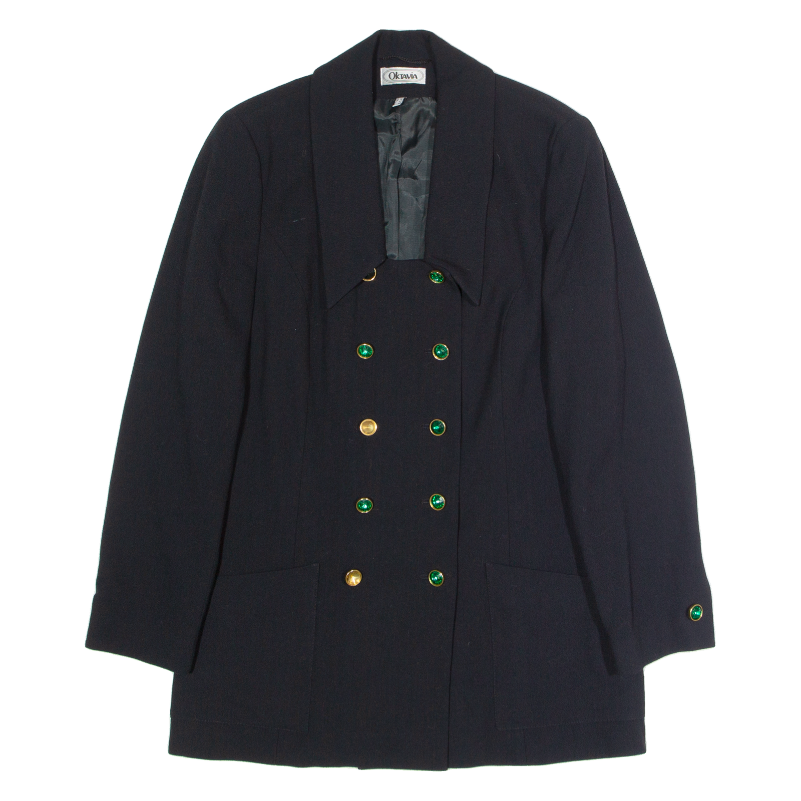 OKTAVIA Womens Blazer Jacket Black Wool 90s UK 14 Refurbished - N/A refurbished available on Cerqular