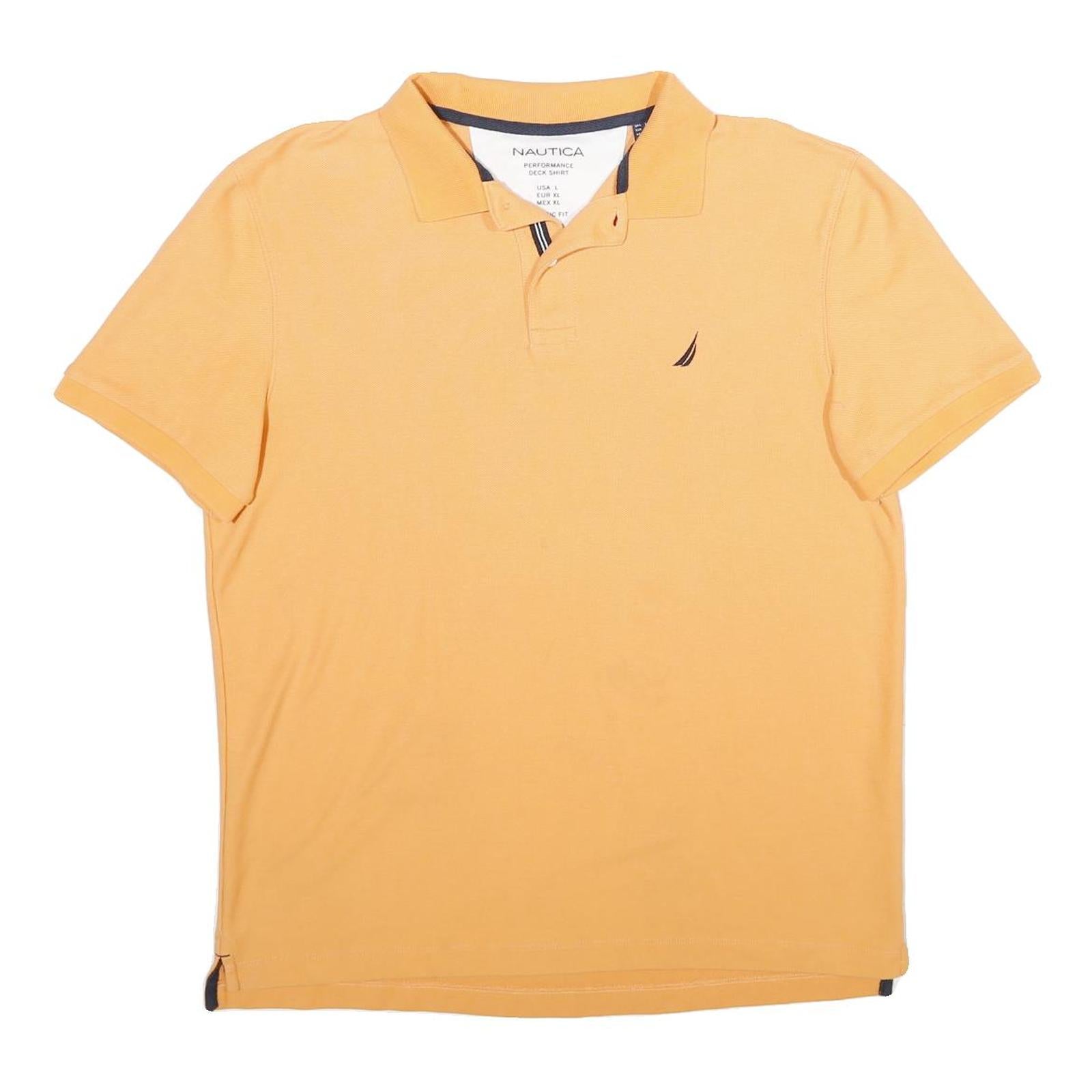 NAUTICA Mens Yellow Short Sleeve Plain L Cotton Blend Polo Shirt Classic Refurbished - N/A refurbished available on Cerqular