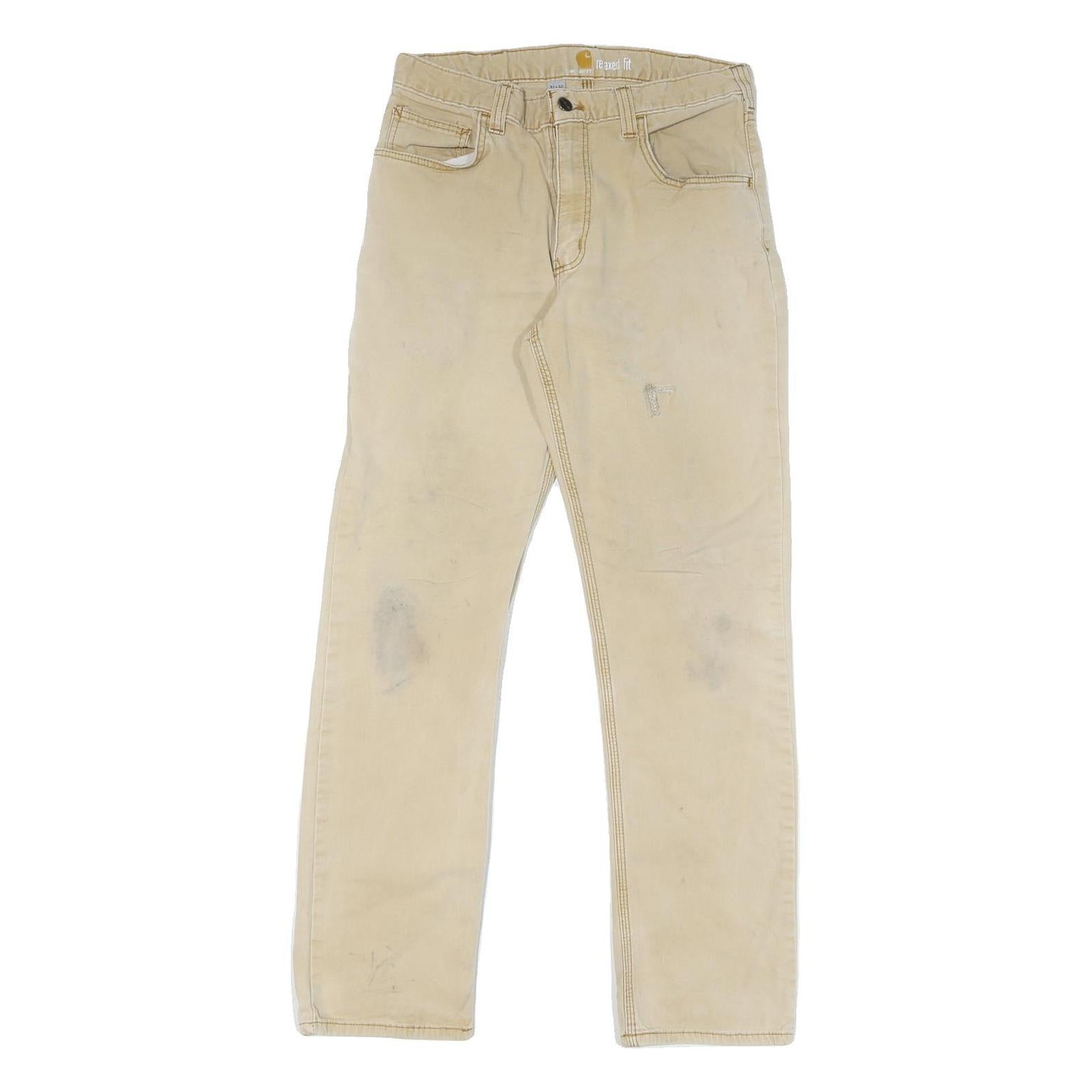 CARHARTT Mens Relaxed Fit Beige Workwear Cotton Blend Trousers W32 L29 Zip Refurbished - N/A refurbished available on Cerqular