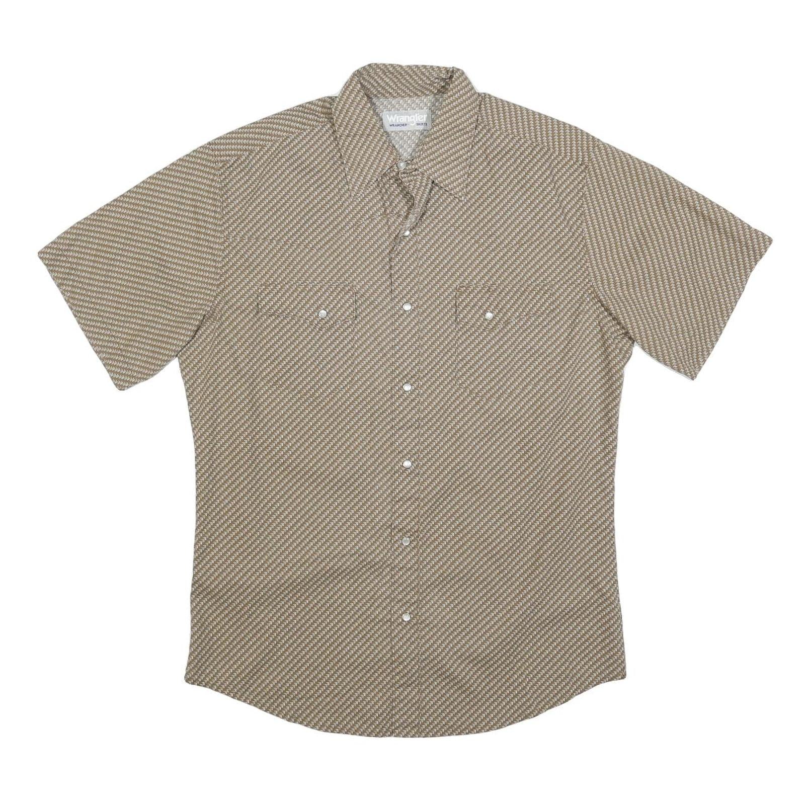 WRANGLER Mens Beige Pattern Short Sleeve Shirt XS Cotton Blend Casual Refurbished - N/A refurbished available on Cerqular