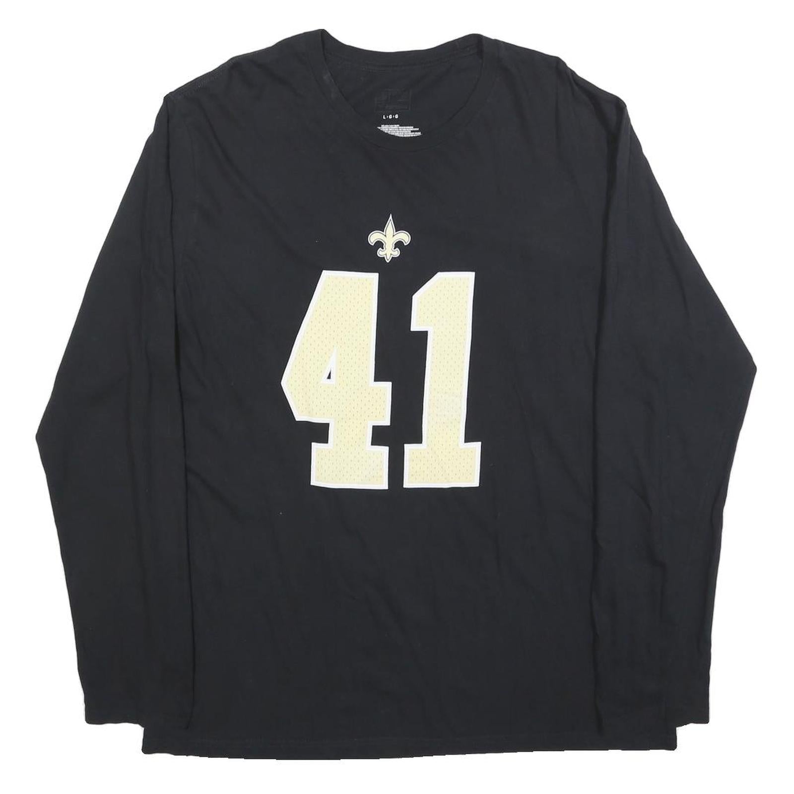 FANATICS Mens Black & Cream Kamara 41 Long Sleeve Crew Neck Cotton Blend L Refurbished - N/A refurbished available on Cerqular