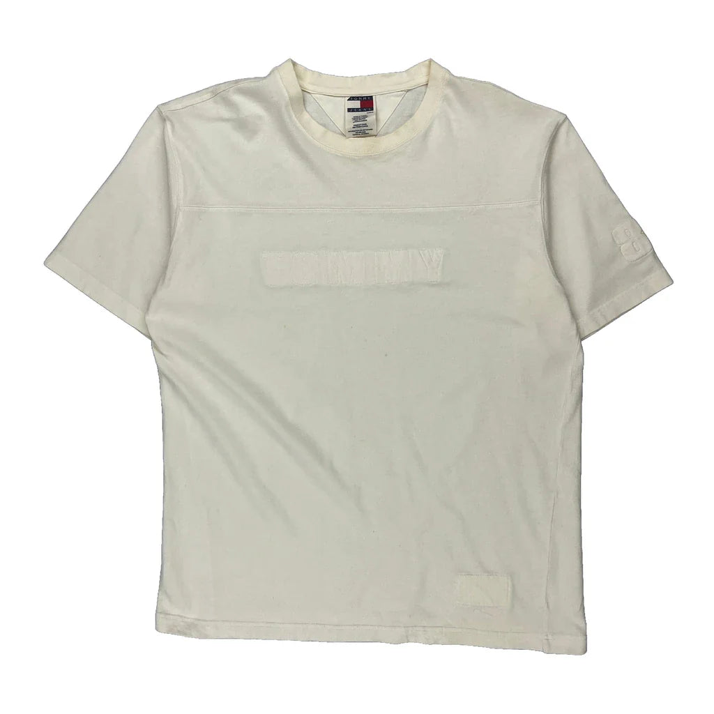 Tommy Jeans T-Shirt - XL Cream Cotton Refurbished - Thrifted (note: this is a term often used to describe second- refurbished available on Cerqular