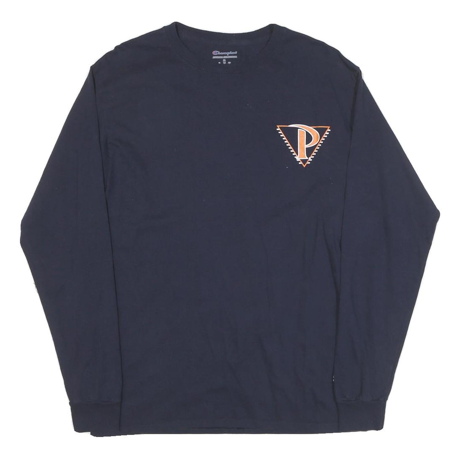 CHAMPION Mens Navy Pepperdine University Graphic T-Shirt M Long Sleeve Crew Neck Refurbished - N/A refurbished available on Cerqular