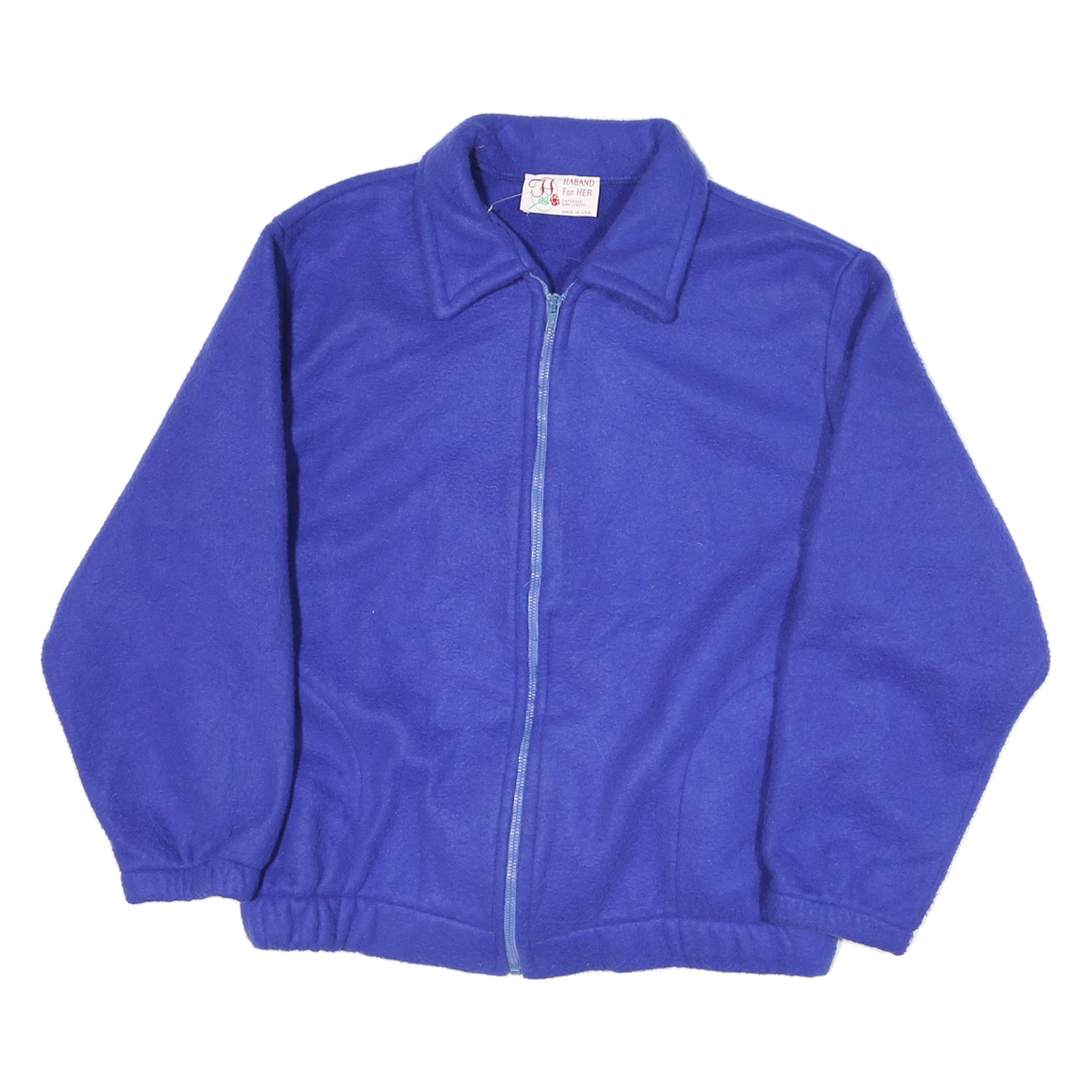 HABAND Womens Blue Fleece Jacket L Polyester Blend Zip Closure Elastic Hem Refurbished - N/A refurbished available on Cerqular