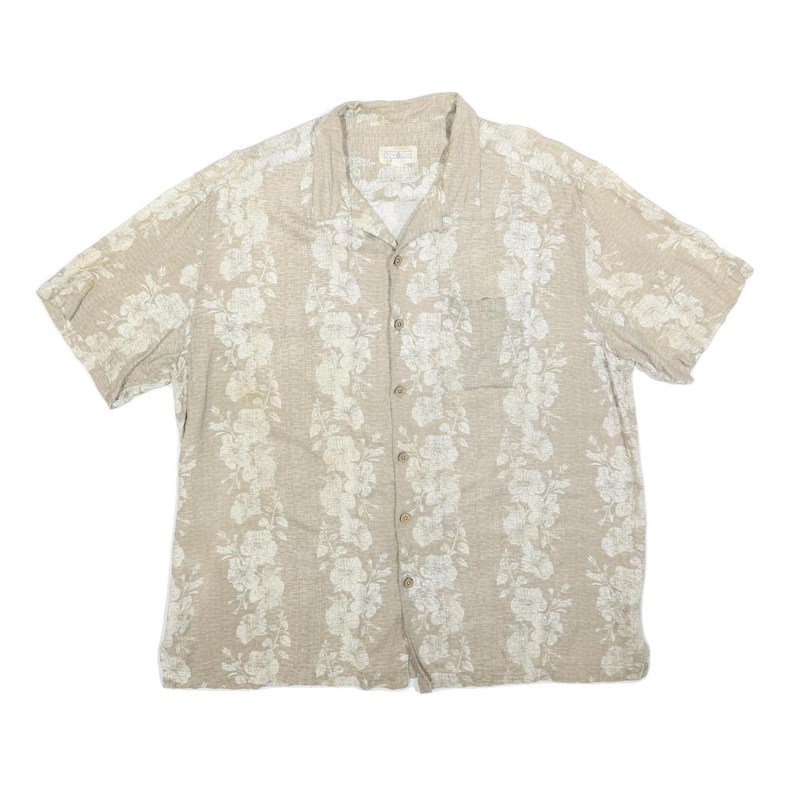 OCEAN & COAST Mens Beige & Cream Floral Pattern Shirt 2XL Casual Holiday Style Refurbished - N/A refurbished available on Cerqular