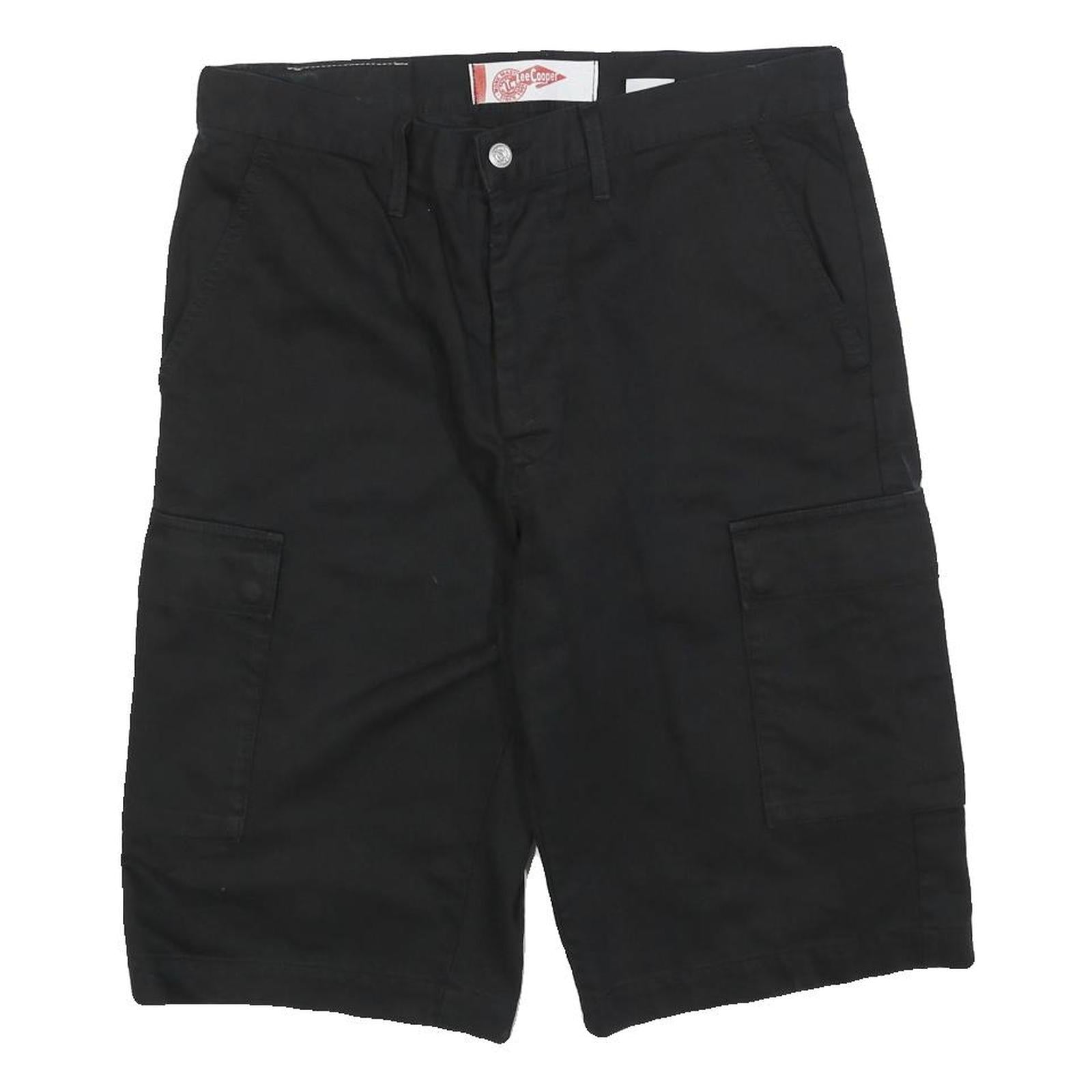 LEE COOPER Mens Black Cargo Shorts M W34 Casual Cotton Cotton Pockets Refurbished - N/A refurbished available on Cerqular